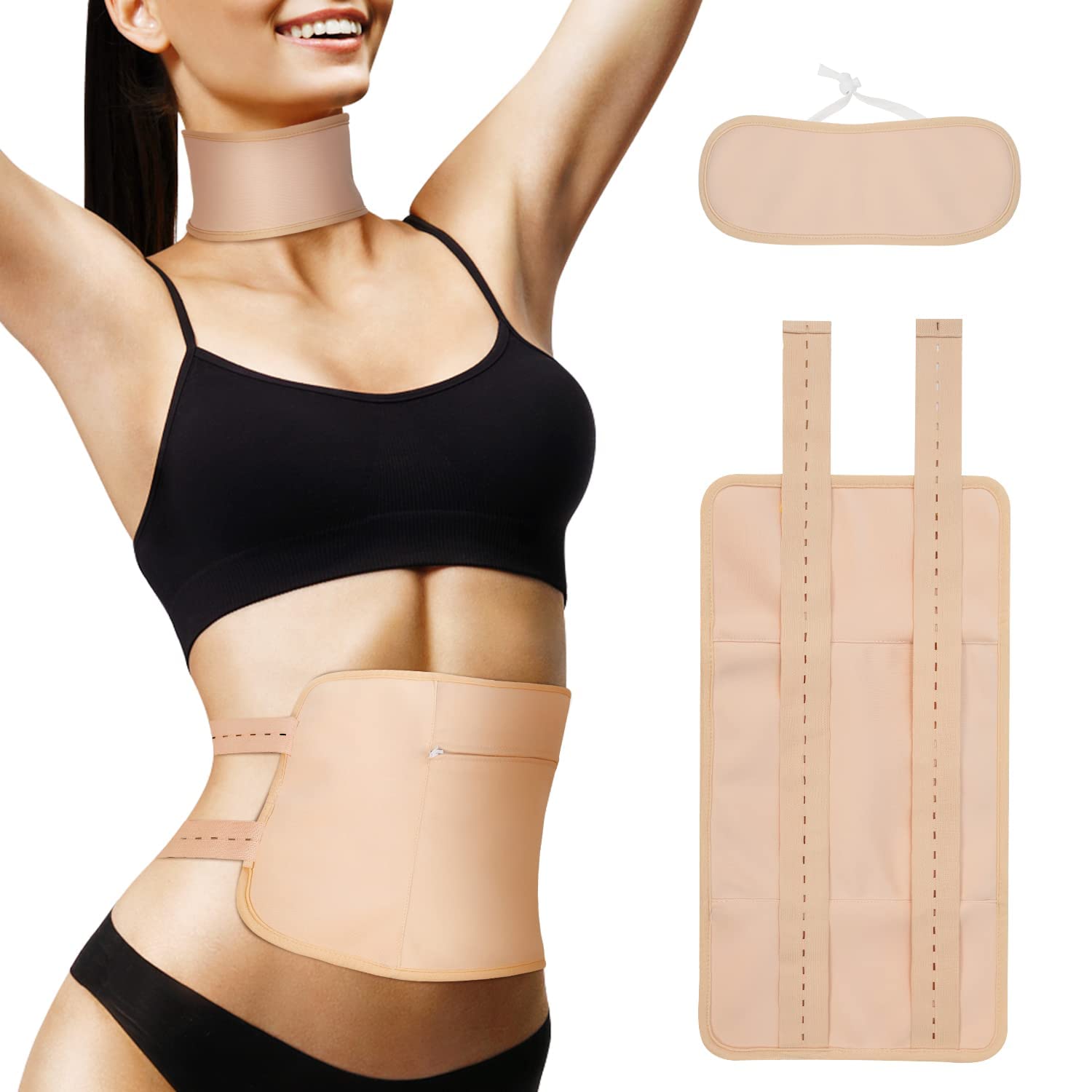 HANNEA® Organic Castor Oil Pack Kit - Reusable Waist & Neck Wrap for Liver Detox, Thyroid Support, Constipation Relief & Inflammation Reduction | Natural Pain Relief Therapy for Home Use