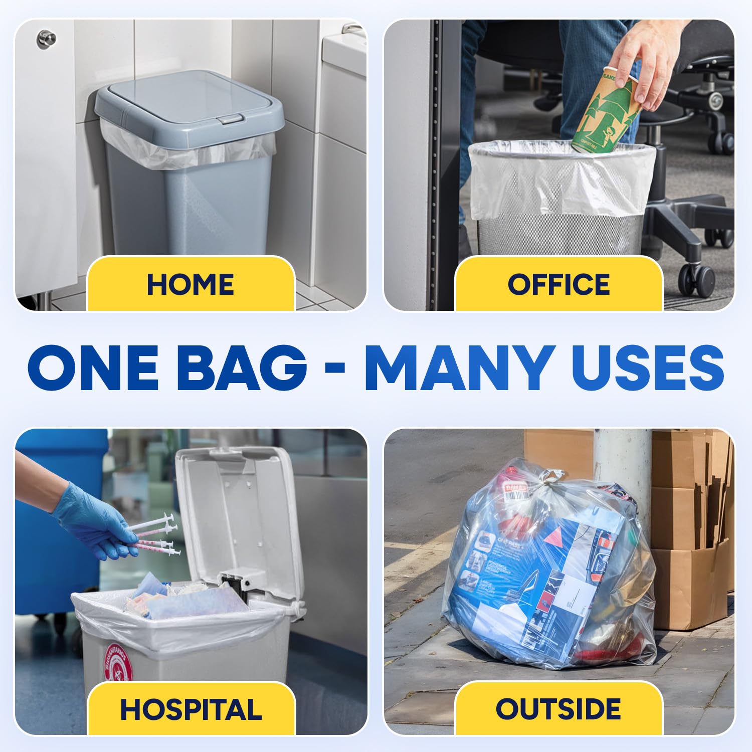 PLASTIC PRINCE 7-10 Gallon Trash Bags - 1000 Count Small Office Garbage Bags, 8 Micron Wastebasket Liners (24