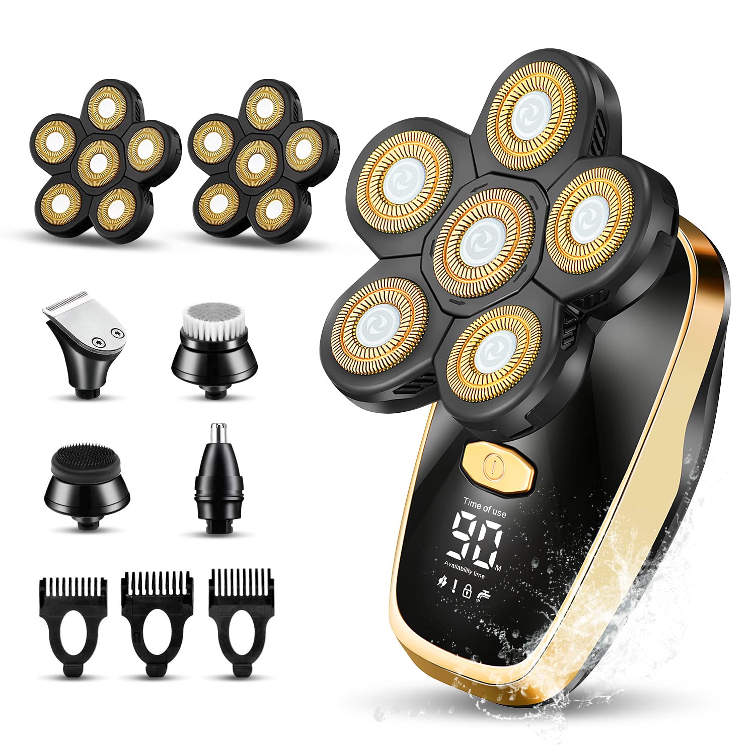 Best Rotary Electric Head Shaver for Bald Men - Cordless, Waterproof & Rechargeable Men's Razor - Perfect for Travel, Gym & Daily Shaving
