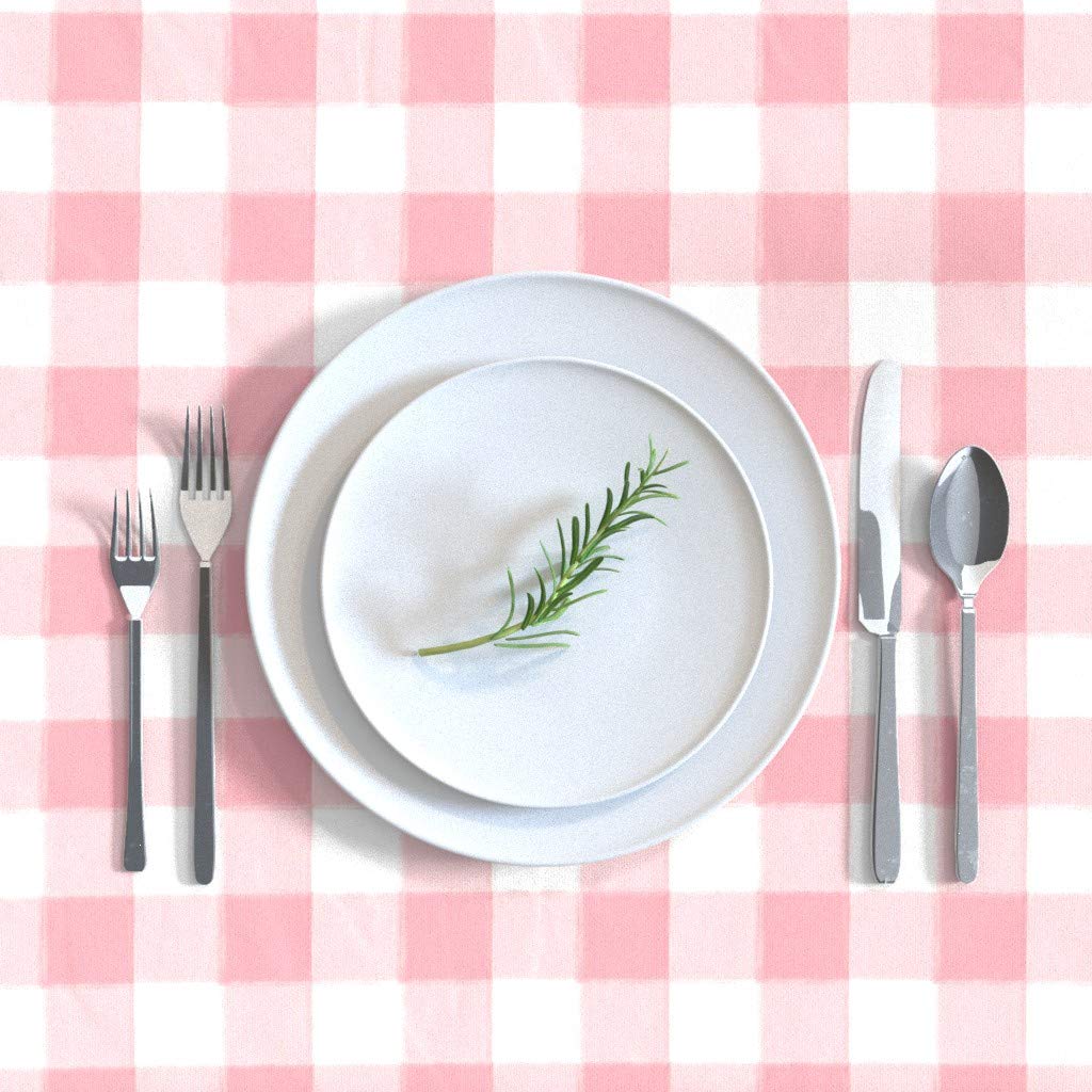 Custom Pink Buffalo Check Gingham Watercolor Tablecloth - 70