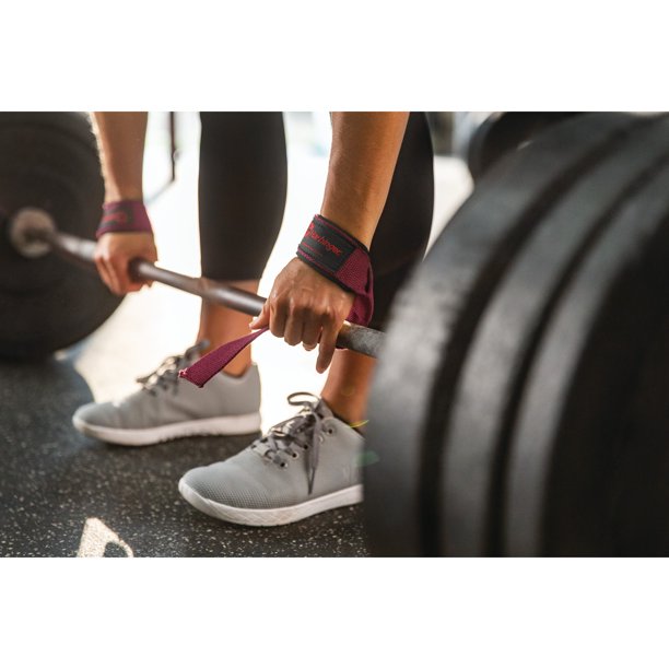 Harbinger Unisex Padded Cotton Weight Lifting Straps for Gym & Workouts - Merlot Color - Perfect for Deadlifts, Powerlifting & Strength Training