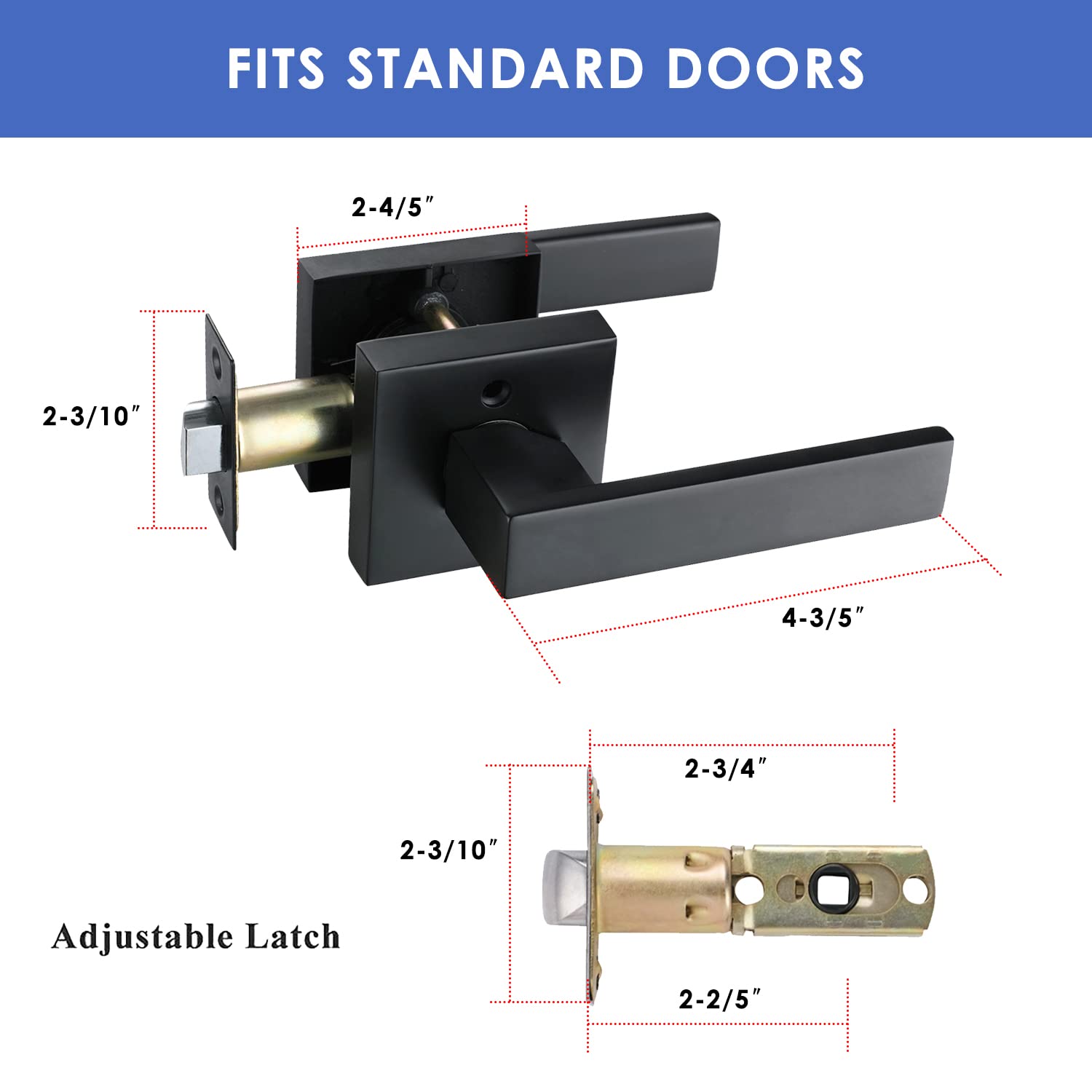 Heavy Duty Zinc Alloy DYM Hall & Closet Door Lock with Lever - 5 Pack for Home, Office, and Child Safety Security