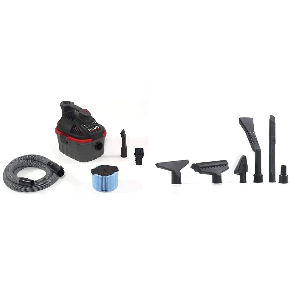 RIDGID 4000RV 12-Gallon Wet/Dry Vacuum with Workshop Accessory Kit - Powerful Shop Vac for Garage, Basement & Construction Site Cleaning
