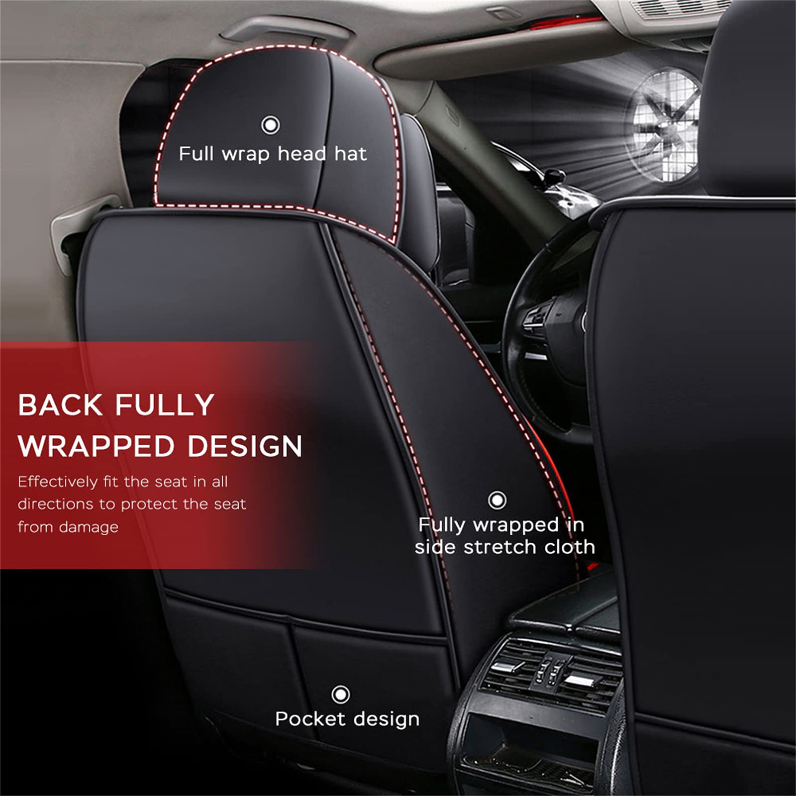 Universal Car Seat Covers Full Set for Honda Civic 2004-2021 Models - 5-Seat All-Weather Waterproof Vehicle Cushion Protectors (Black) - Perfect for Daily Commuting, Road Trips and Family Travel