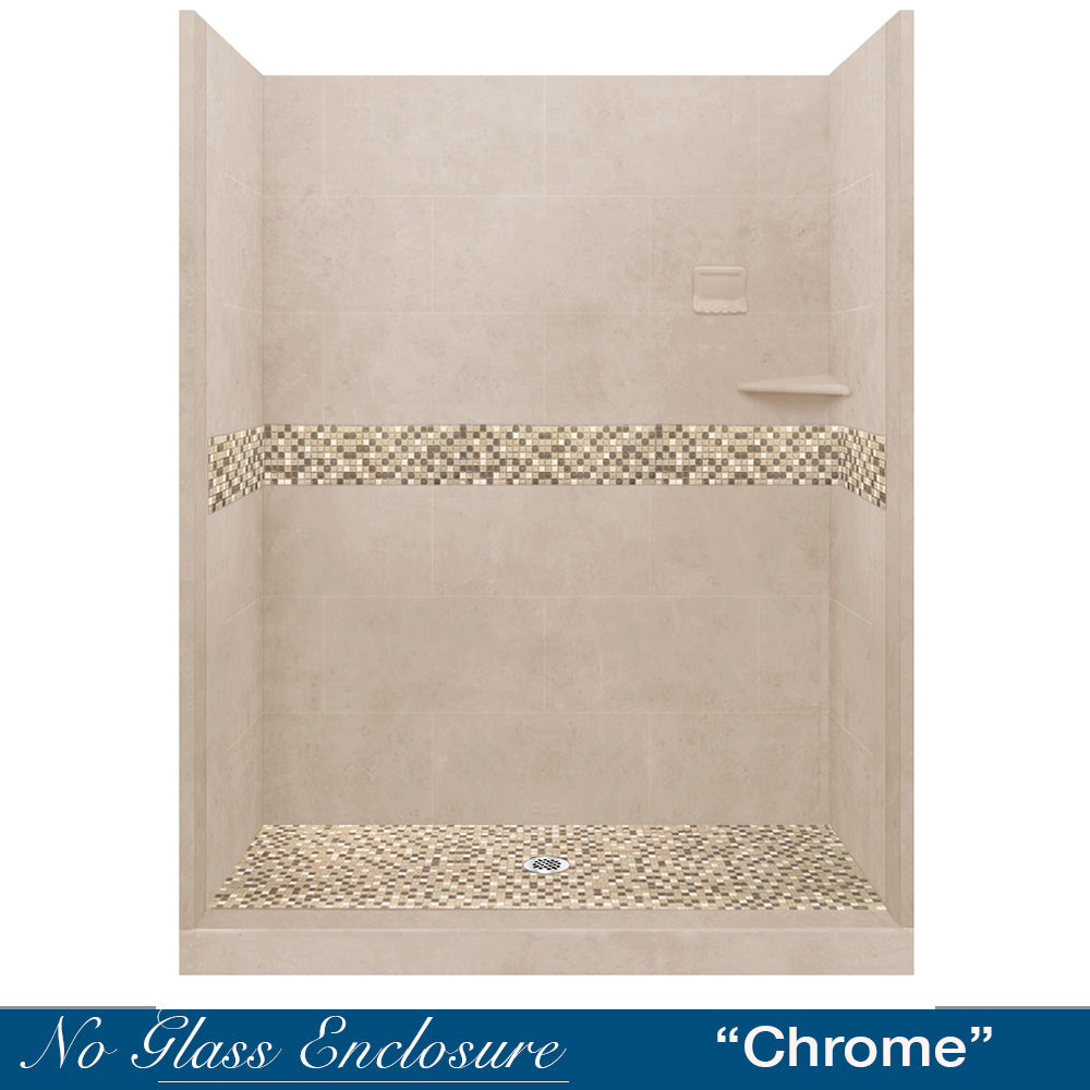60 Alcove Brown Sugar Sistine Stone & Roma Mosaic Accent Tile - DIY Shower Remodel Kit for Bathroom Renovation | Waterproof Peel and Stick Backsplash for Tub Surround & Kitchen Backsplash