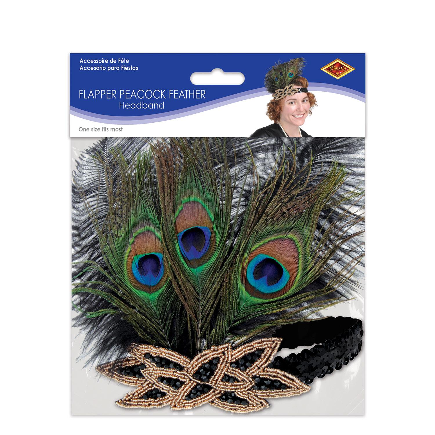 12 Pack Beistle Flapper Peacock Headbands for Women - 1920s Gatsby Party Costume Accessories - Roaring 20s Themed Events, Halloween, Cosplay, and Vintage Photo Shoots