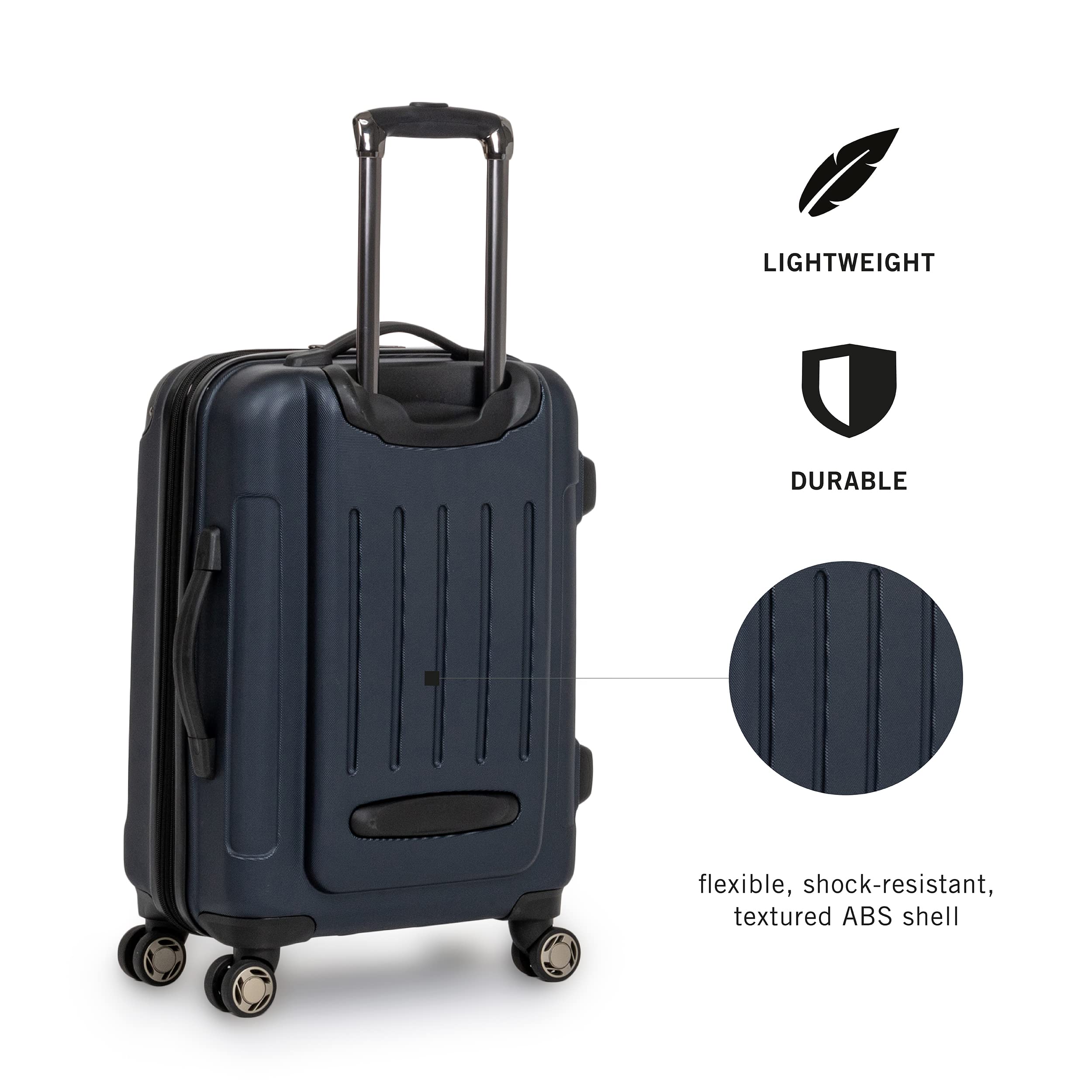 Kenneth Cole REACTION Renegade 28-Inch Expandable Hardside Luggage with 8 Spinner Wheels - Lightweight Checked Suitcase in Navy Blue | Perfect for International Travel & Business Trips