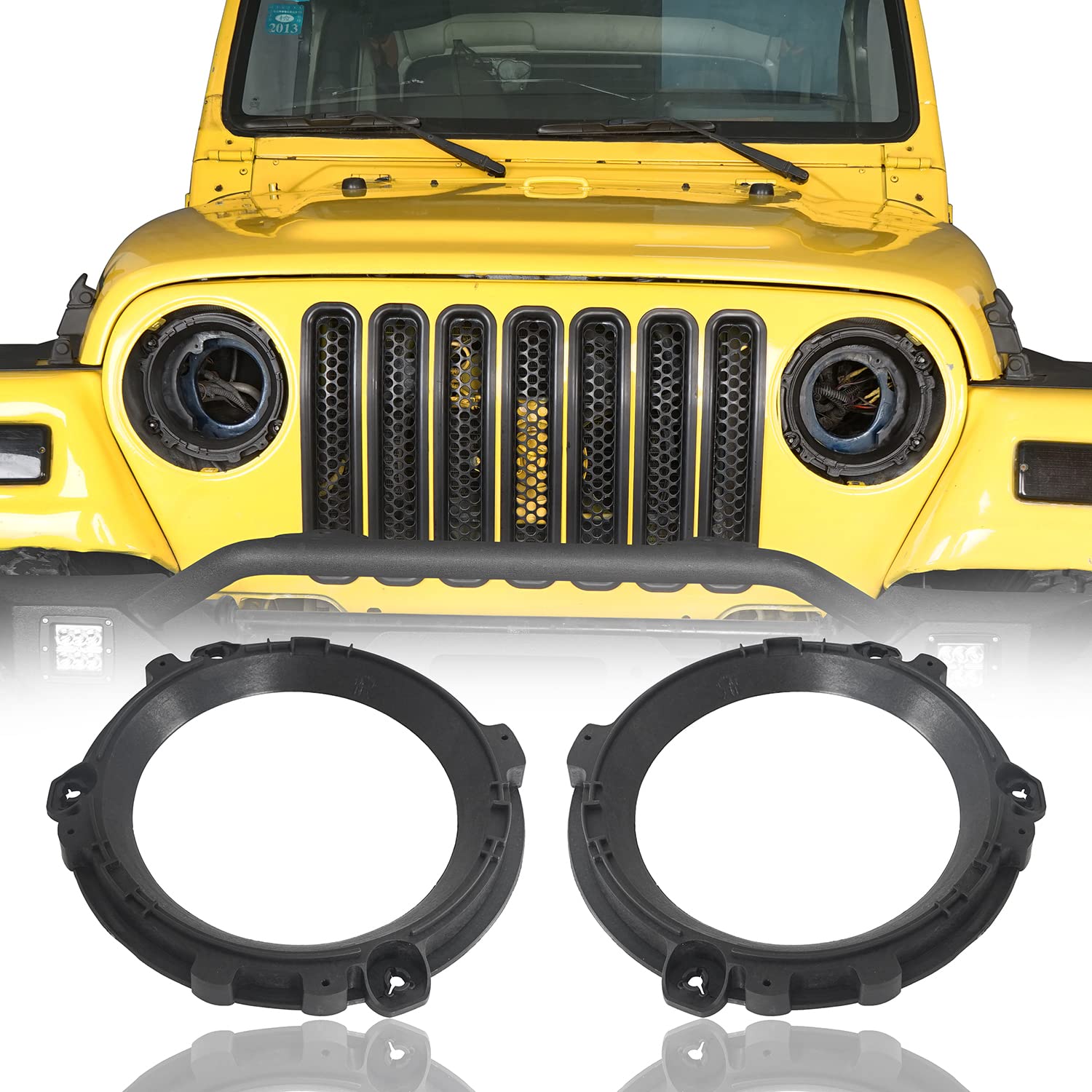 u-Box 7-Inch Headlight Mount Ring Bracket Overlay Retainer - Replacement Compatible with Jeep Wrangler TJ 1997-2006 Models - Perfect for Off-Roading & Night Driving Upgrades