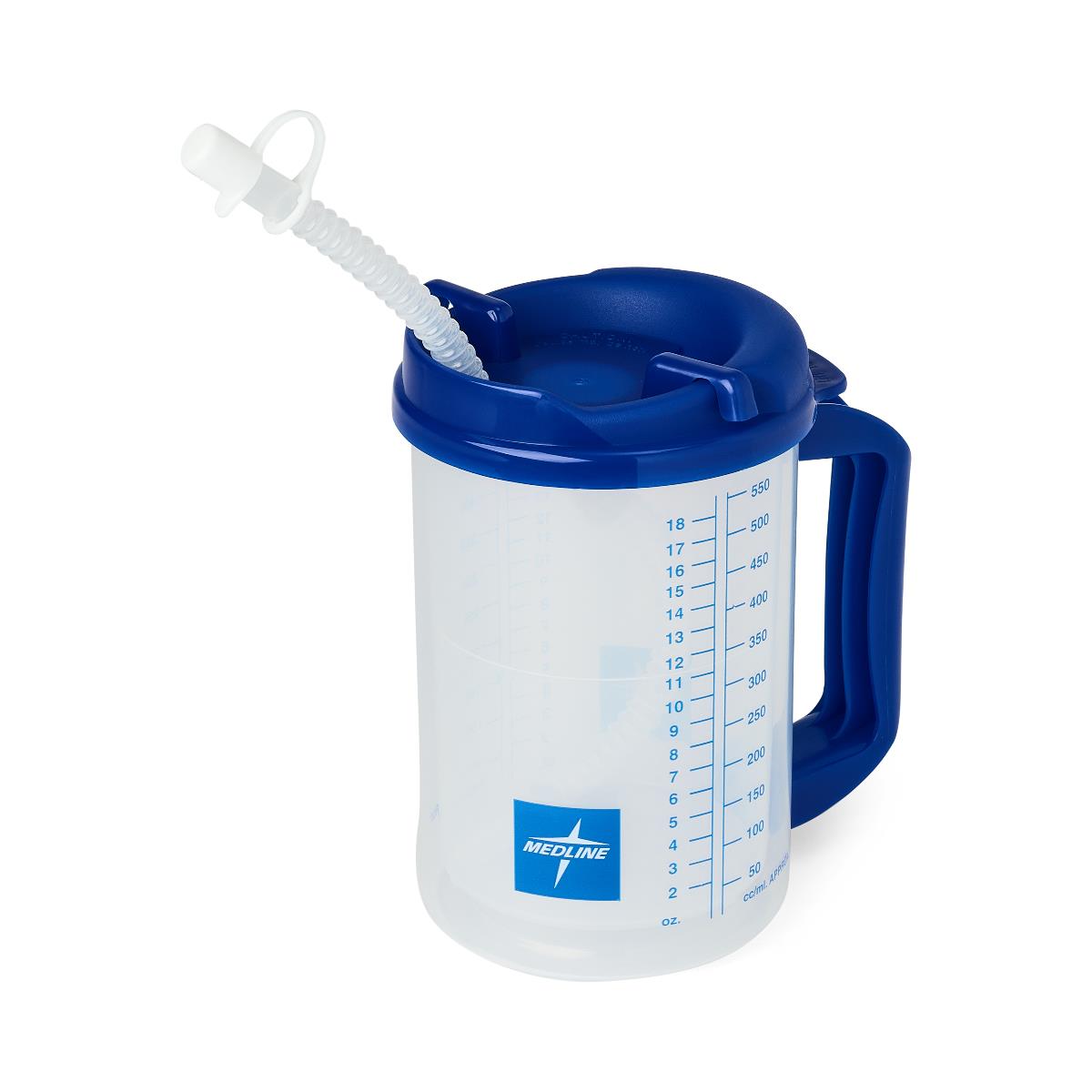 20 oz Insulated Carafe with Graduations - Clear Glass with Blue Lid - Hot & Cold Beverage Container for Coffee, Tea, or Water - Perfect for Office, Home, or Outdoor Use