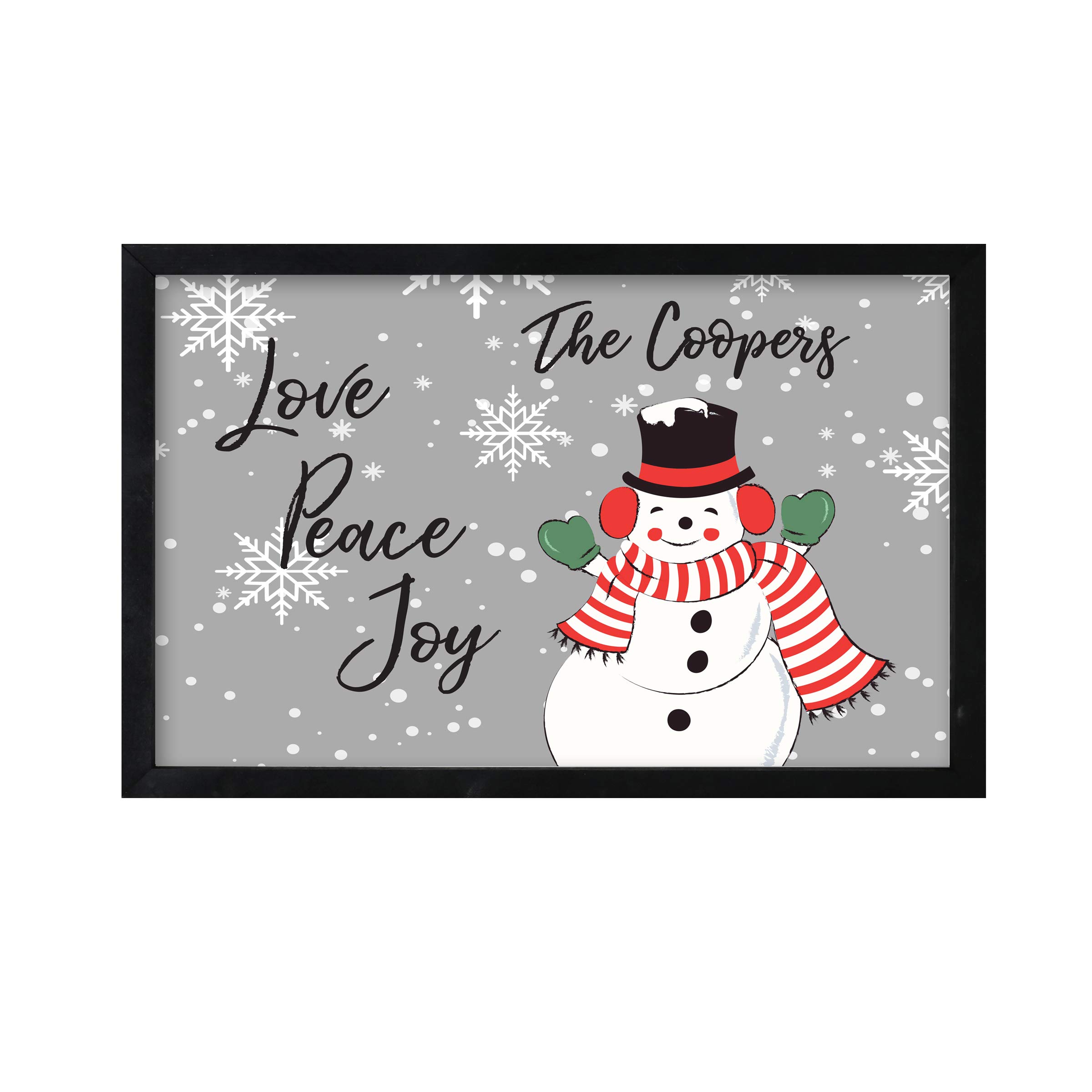 LifeSong Milestones Christmas Shadow Box Frame - 12x18 Inch Black Holiday Decor for Home, Office, or Gift | Snowman, Love, Peace & Joy Theme | Perfect for Mantel, Wall Display & Festive Decorating