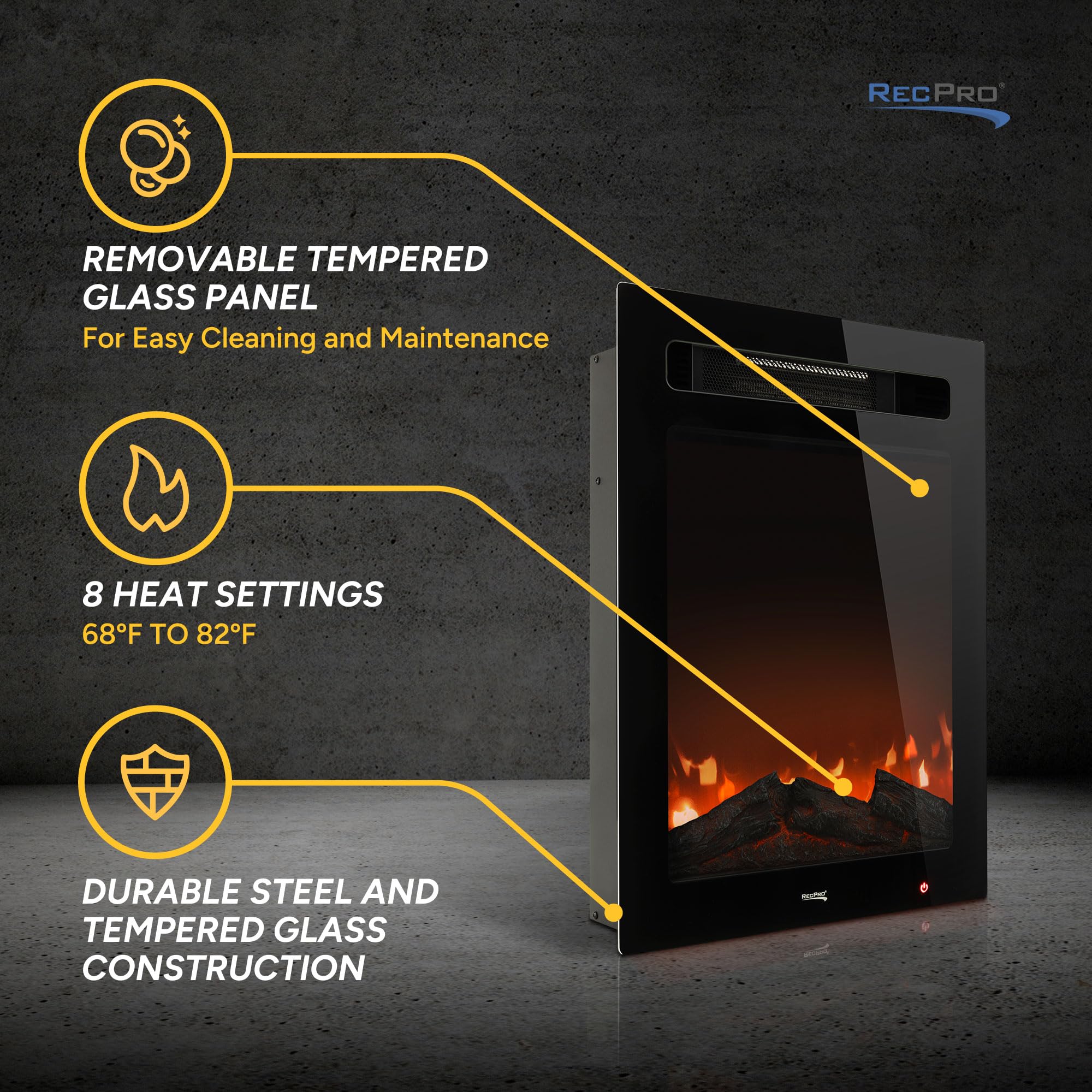 RecPro RV Electric Fireplace - 18