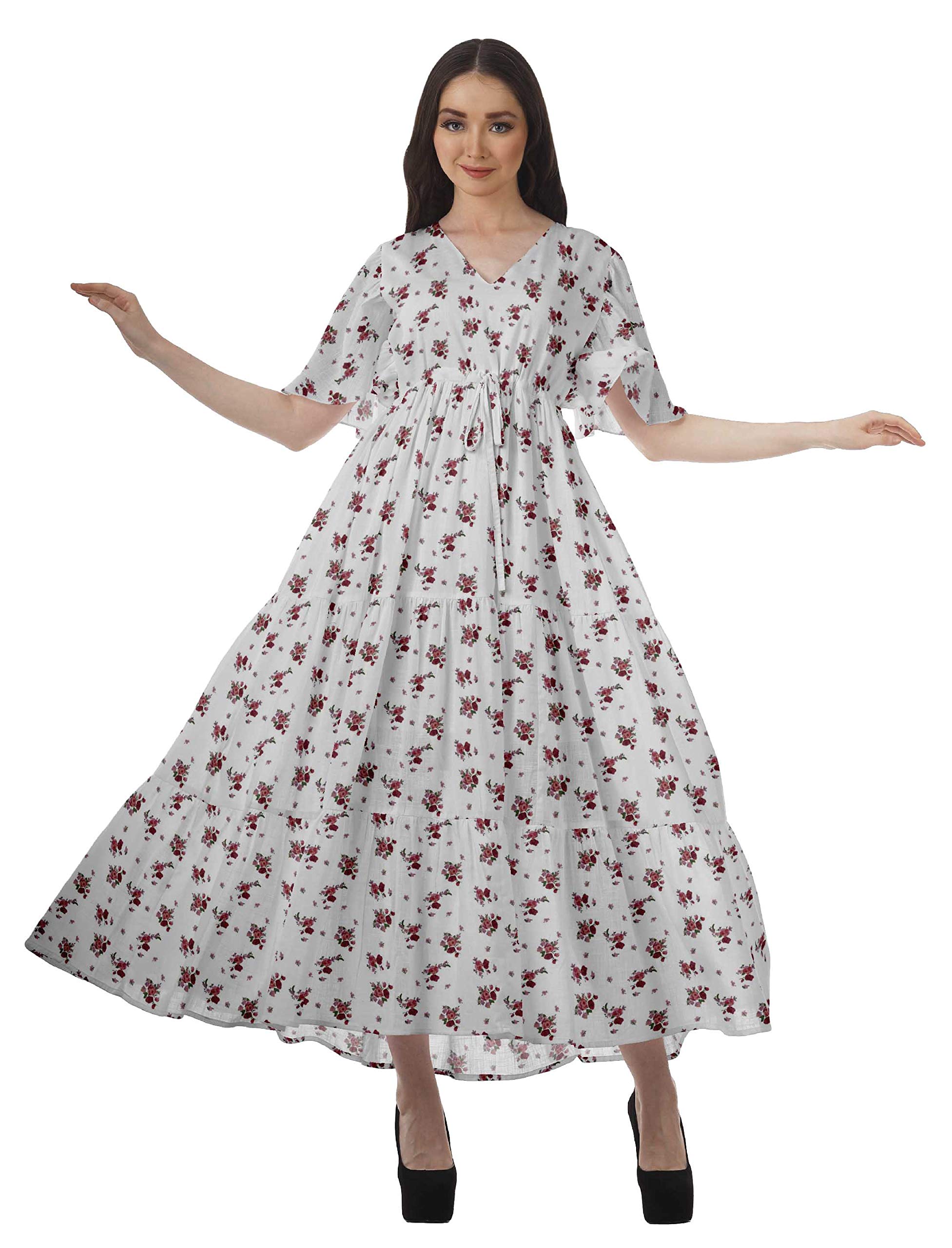 **Moomaya Floral Print Summer Dress for Women - Short Sleeve Party & Casual Sundress - Perfect for Beach Vacations, Brunch Dates & Outdoor Events**