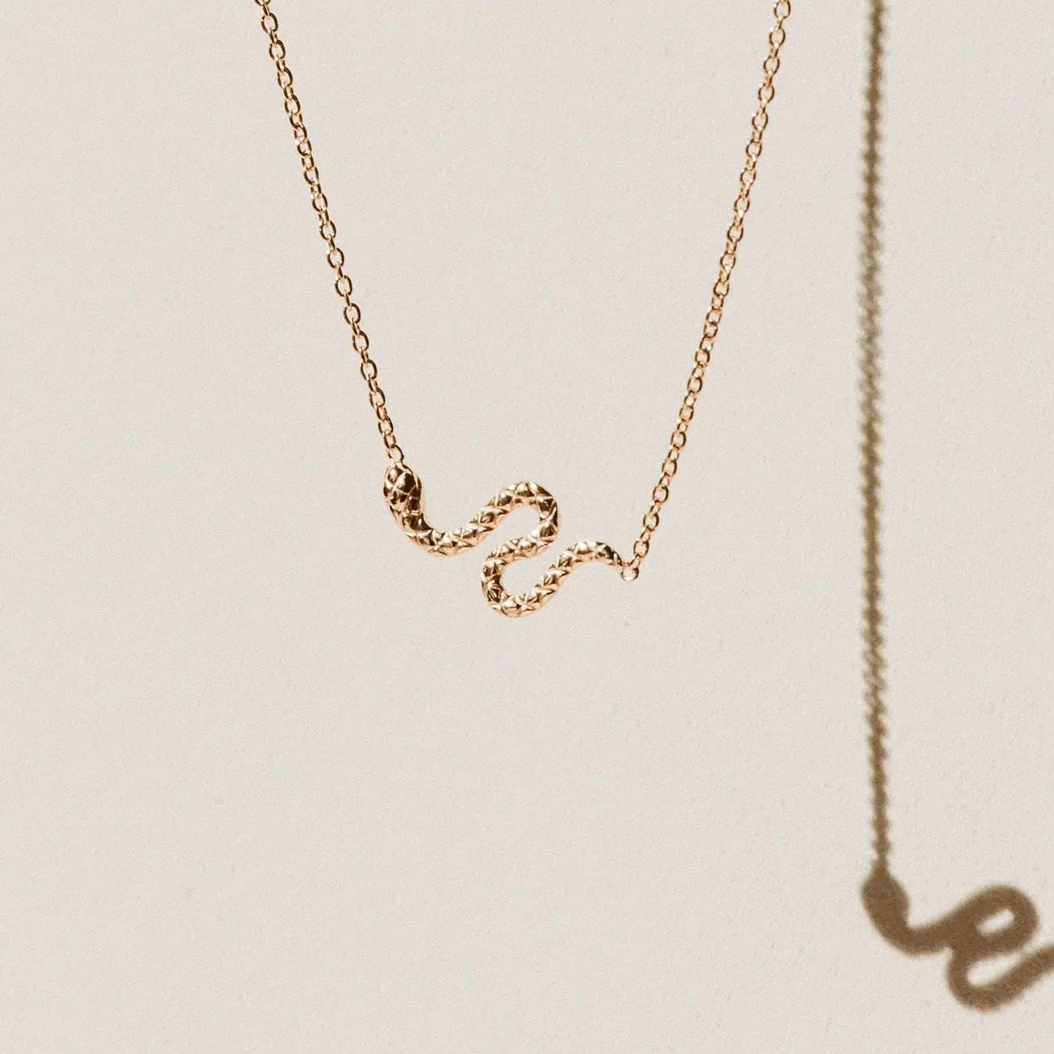 Revival Snake Necklace - 14K Yellow Gold Jewelry for Women, Elegant Serpent Pendant for Everyday Wear & Special Occasions