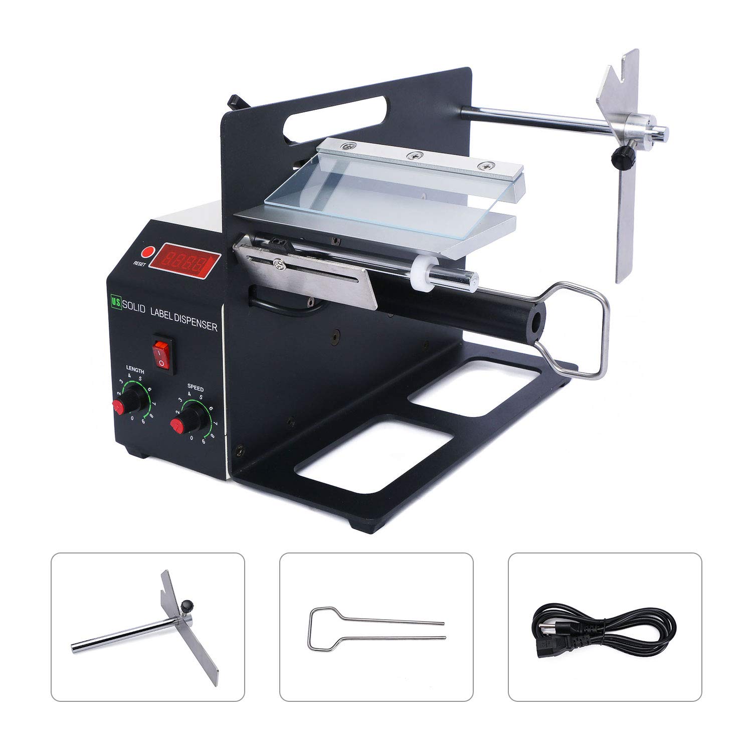 U.S. Solid Automatic Label Dispenser Machine - 120mm Width Industrial Label Applicator for Printed, Clear & Opaque Labels - Desktop Labeling Solution for Warehouses, Retail & Shipping Departments