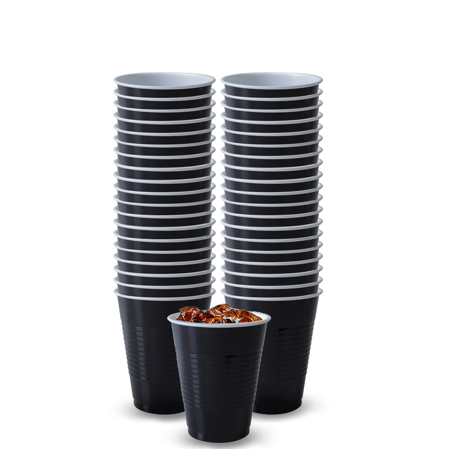 Hanna K. Signature 18 oz Black Plastic Cups - Durable & Stylish for Parties, Picnics, and Outdoor Events