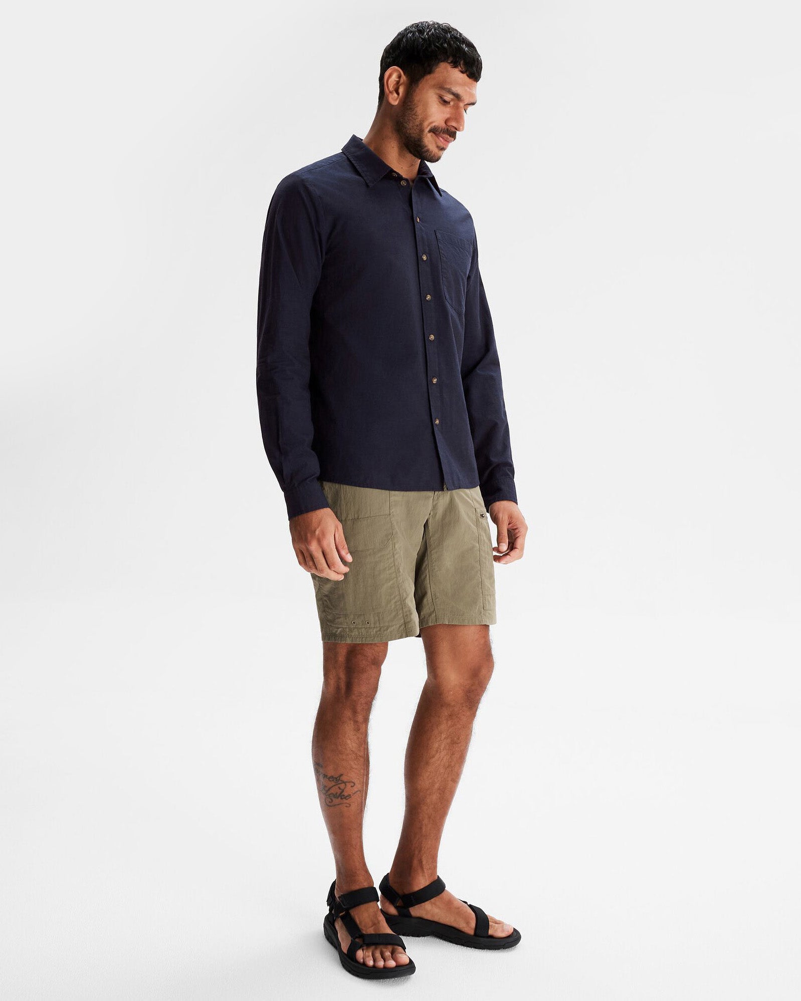 Men's Flaxton LT Long Sleeve Shirt - Pure Navy Blue | Comfortable Casual & Business Wear for Outdoor & Office