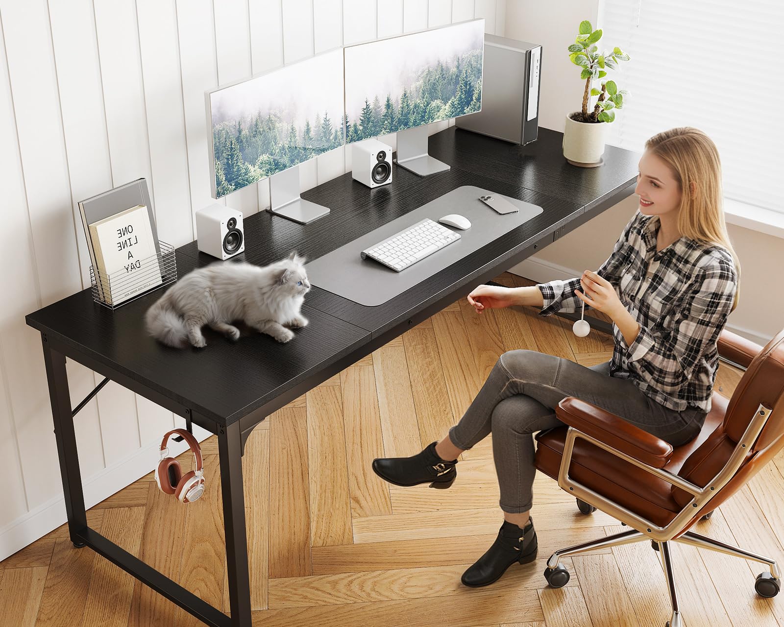 Coleshome 71 Inch Modern Computer Desk for Home Office - Sturdy Black Writing Desk for Students & Professionals - Perfect for Small Spaces & Remote Work