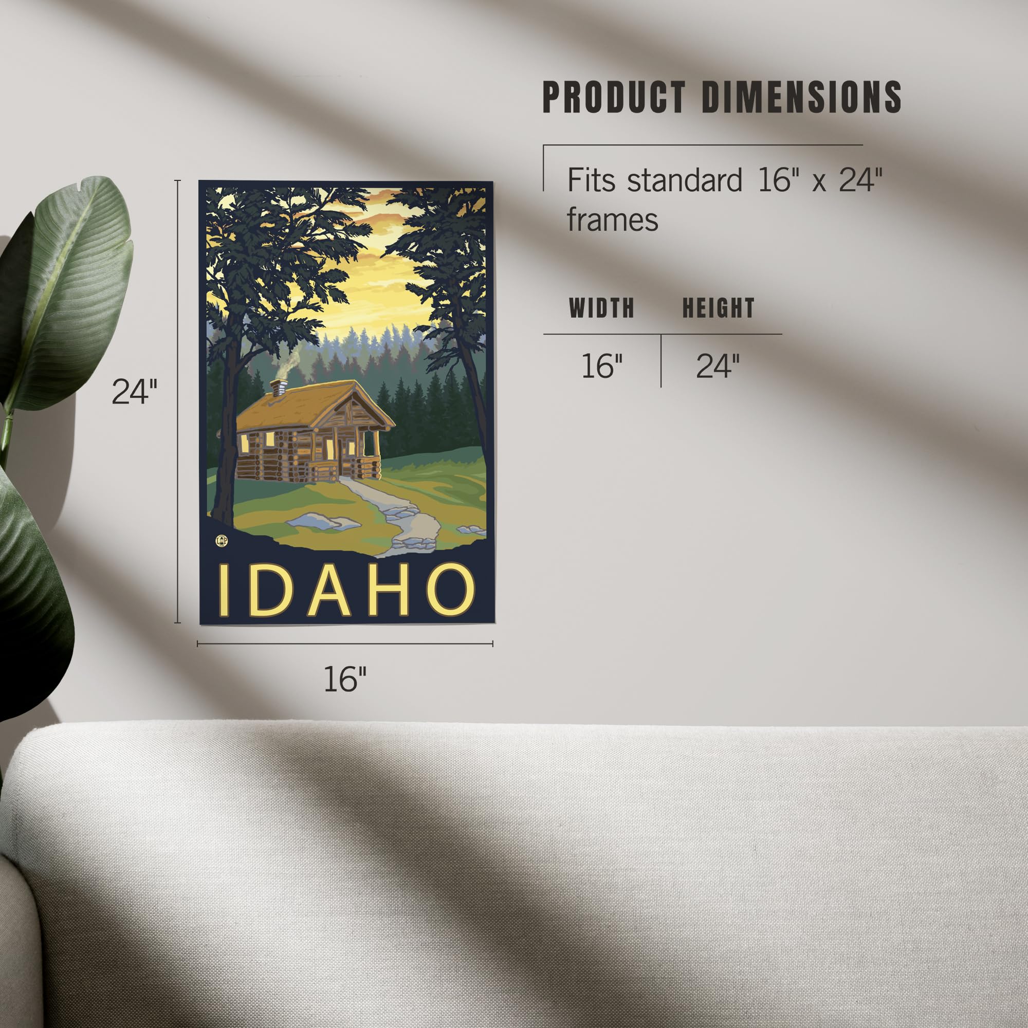 Lantern Press 16x24 Inch Giclee Art Print - Idaho Cabin Scene Wall Decor for Living Room, Bedroom & Cabin Home Decor