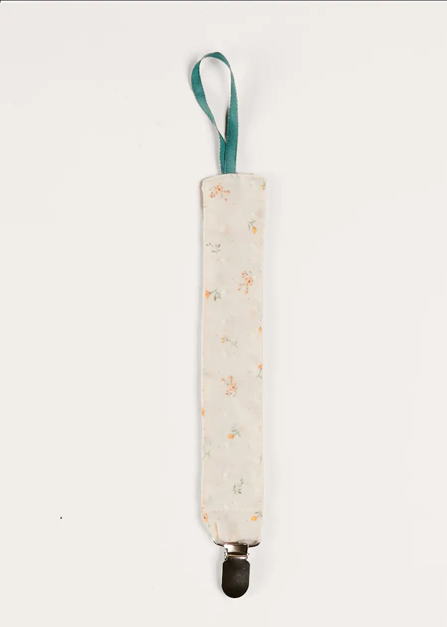 Esme Floral Dummy Clip in White - Stylish Baby Pacifier Holder for On-the-Go Parents | Perfect for Strollers, Car Seats & Diaper Bags