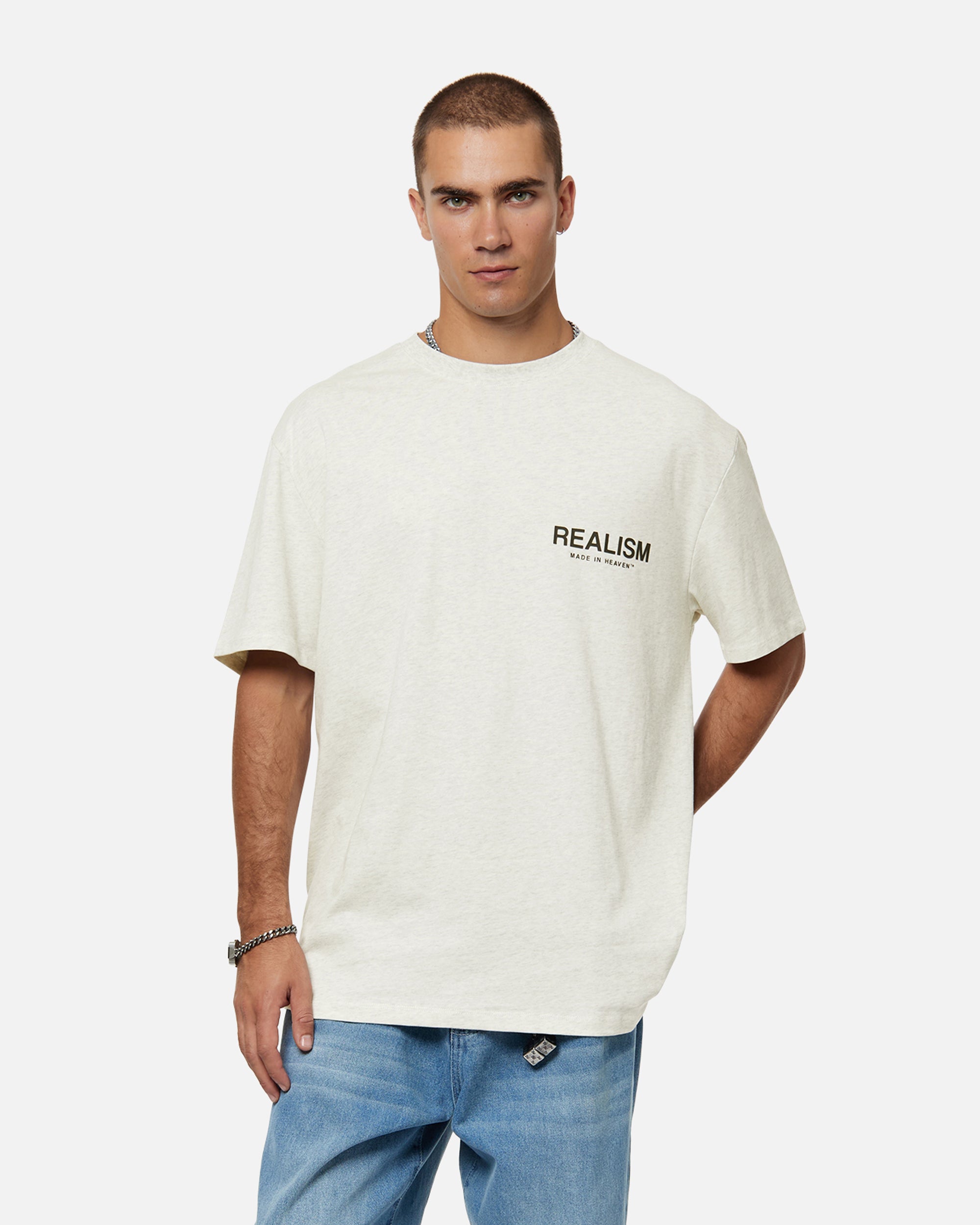 SSS Realism Heaven Logo Tee Oatmeal - Stylish Cotton T-Shirt for Men & Women | Perfect for Casual Wear, Street Fashion & Everyday Outfits