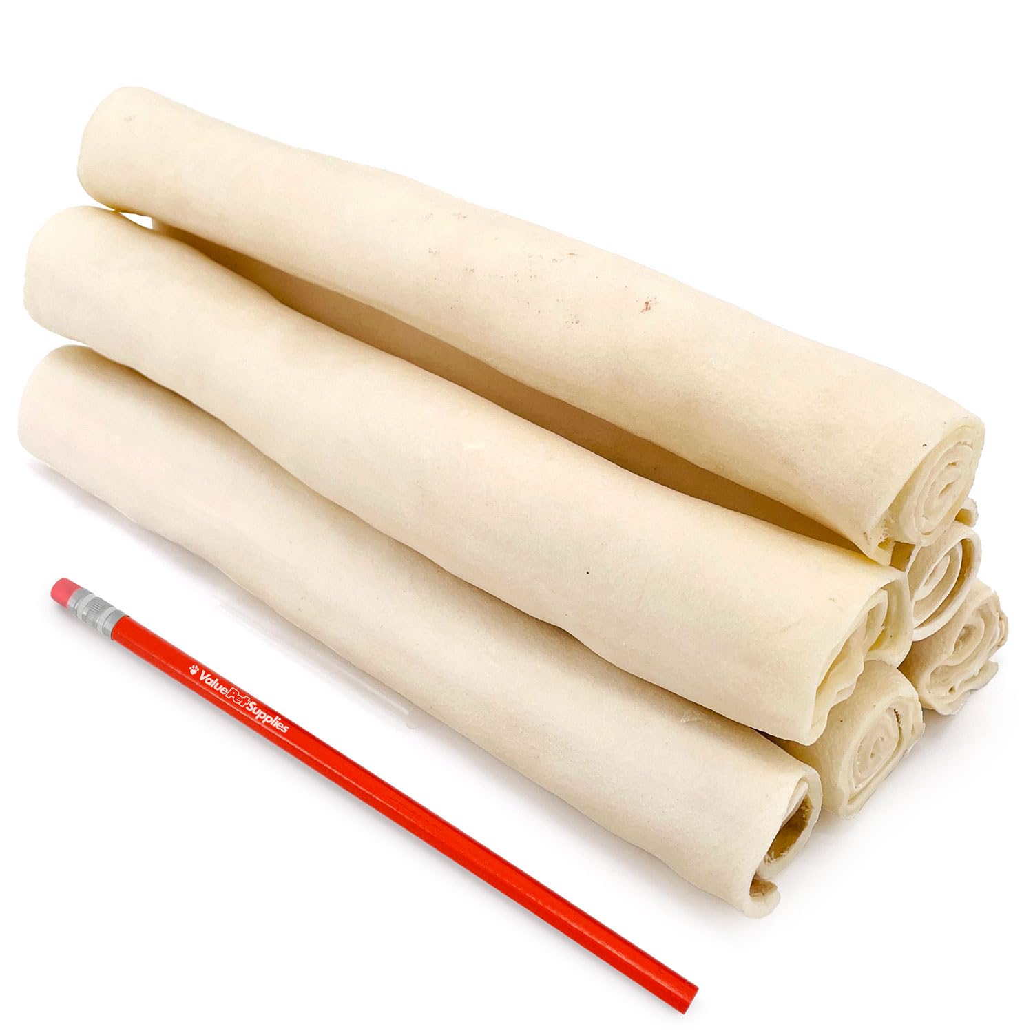 Premium ValueBull USA Retriever Rolls - 10 Inch Thick Rawhide Dog Chews (50 Count Bulk Pack) | Natural USA Beef Hide, Long-Lasting, Chemical-Free, No Artificial Flavors | Perfect for Aggressive Chewers & Dental Health