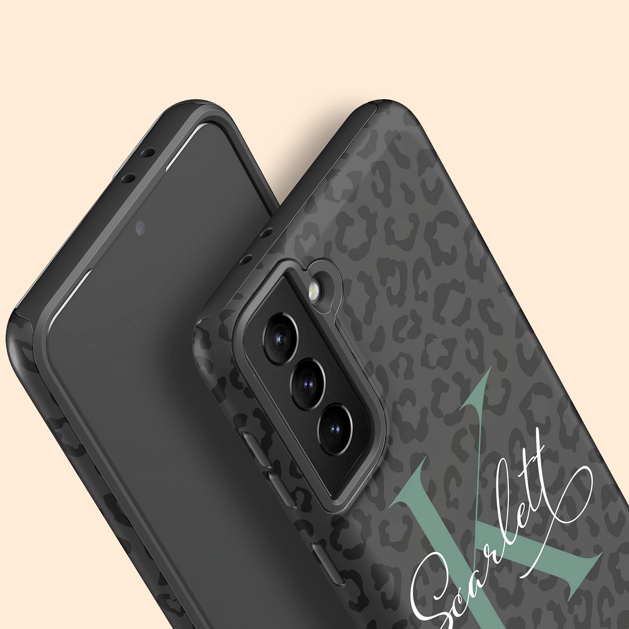 Custom Leopard Print Monogram Phone Case - Personalized Name Engraved - Compatible with Samsung Galaxy S25 Plus/S24 Ultra/S23/S22/S21/S20/S10/S9/S8/Note 20/10 - Perfect Gift for Women & Trendy Accessory for Everyday Use