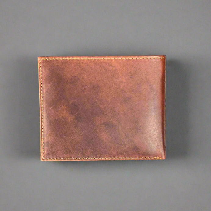 Men's Genuine Cow Leather Bifold Flip Up Wallet - Slim RFID Blocking for Everyday Use & Travel