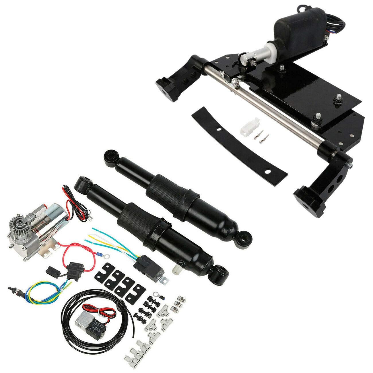 XFMT Rear Shock Absorber Suspension with Electric Center Stand - Air Ride Suspension for Motorcycles & Scooters - Perfect for Smooth Rides & Enhanced Stability on Rough Roads