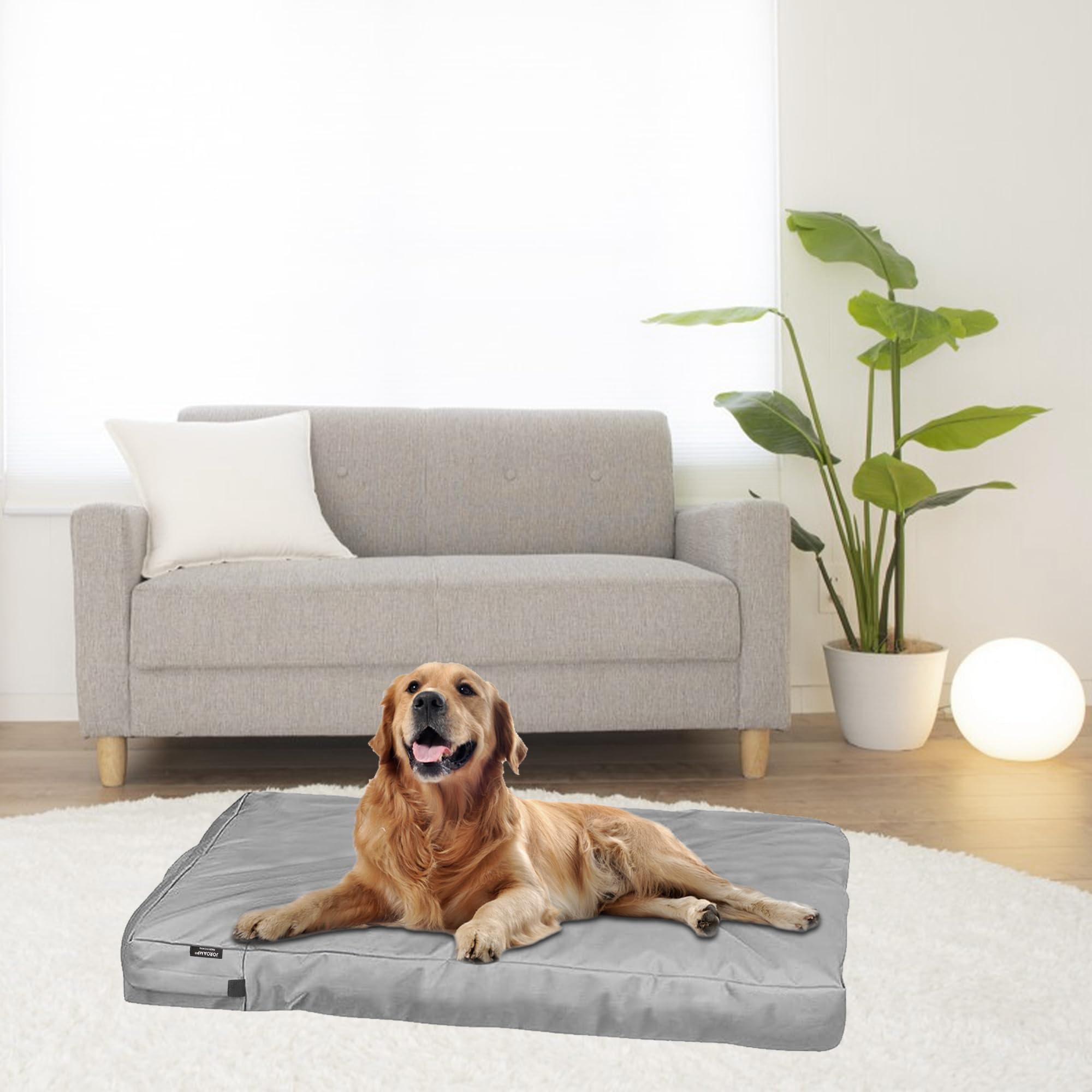 Washable Waterproof Dog Bed Cover Replacement - Large 34x22x3.5 Inches Pet Crate Kennel Removable Canvas Cover with Zipper (Gray) | Perfect for Indoor/Outdoor Use, Travel & Kennel Protection