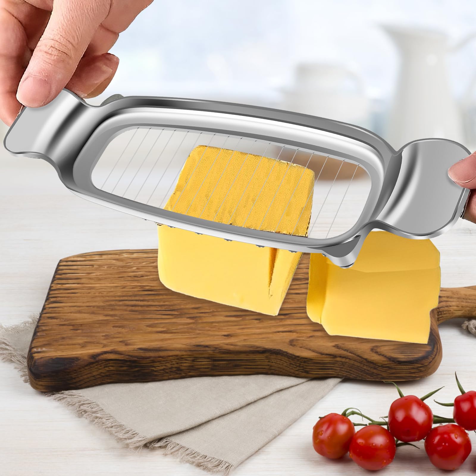 Stainless Steel Butter Slicer & Cheese Cutter - Ergonomic Handle, Multi-Purpose Food Slicing Tool for Butter, Cheese, Baking | Perfect for Kitchen, Restaurants, and Gourmet Food Preparation