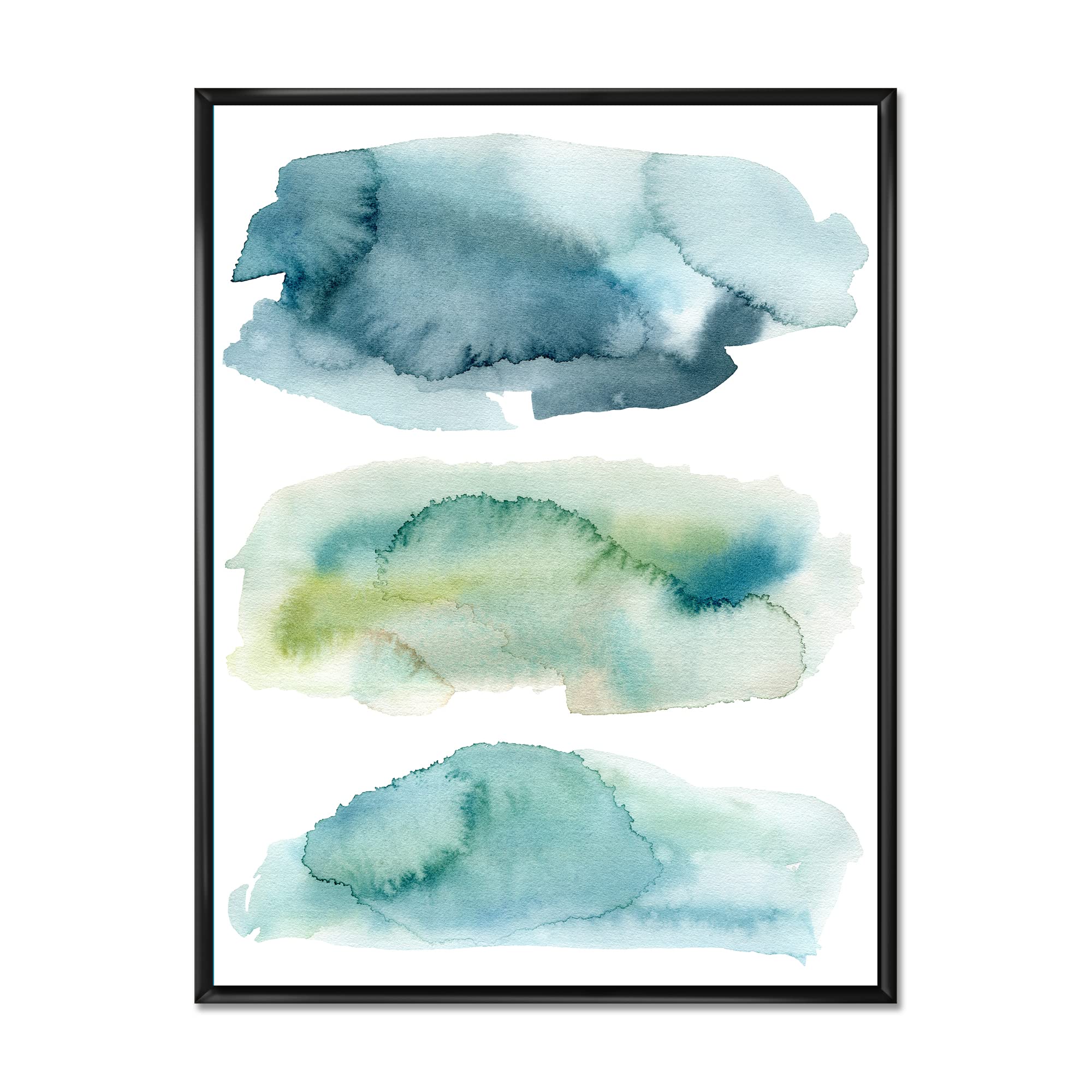 DesignQ Blue and Green Clouds I - Modern Framed Canvas Wall Art Print for Living Room, Bedroom & Office Decor