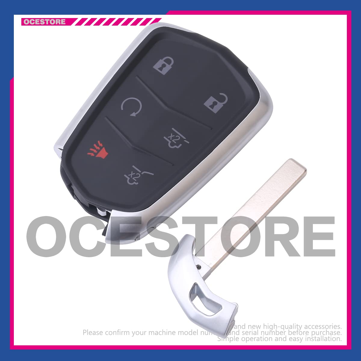 OCESTORE HYQ2AB 6-Button Car Key Fob Remote Replacement for Cadillac Escalade 2015-2020 & Escalade ESV 2015-2020 (1551A-2AB) - Keyless Entry Control for Easy Vehicle Access & Security