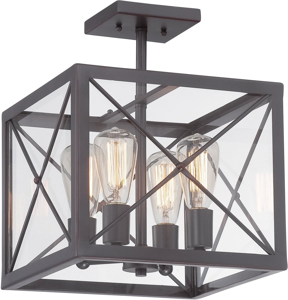 13W High Line 4-Light Semi Flush Mount Ceiling Light Fixture in Satin Bronze - Perfect for Bedroom, Living Room, and Dining Room Lighting