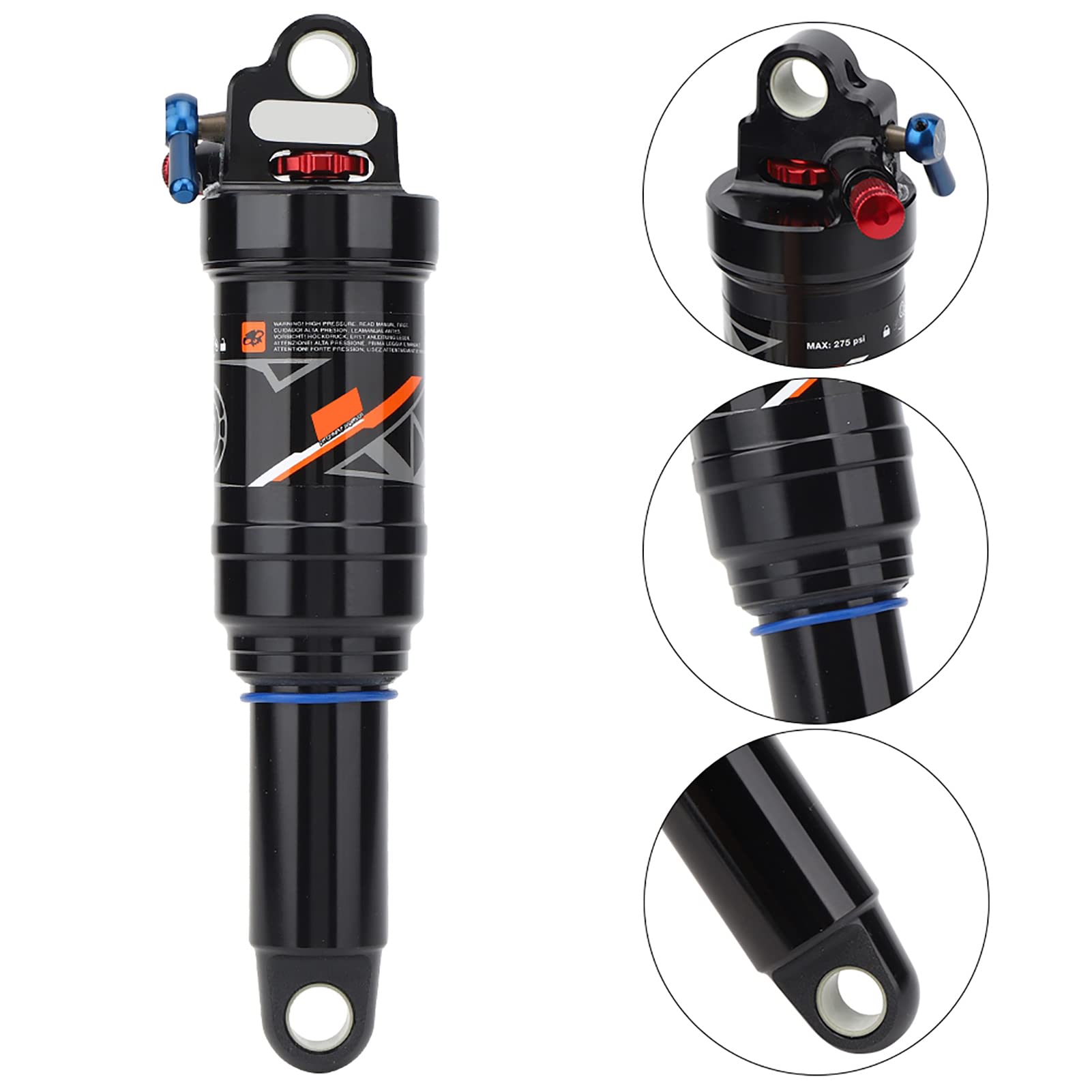 Mountain Bike Rear Shock Absorber - 190mm Air Pressure Spring Suspension for MTB, Soft Tail Frame Shock Struts, Durable Bike Accessories | Perfect for Trail Riding, Downhill & Off-Road Cycling