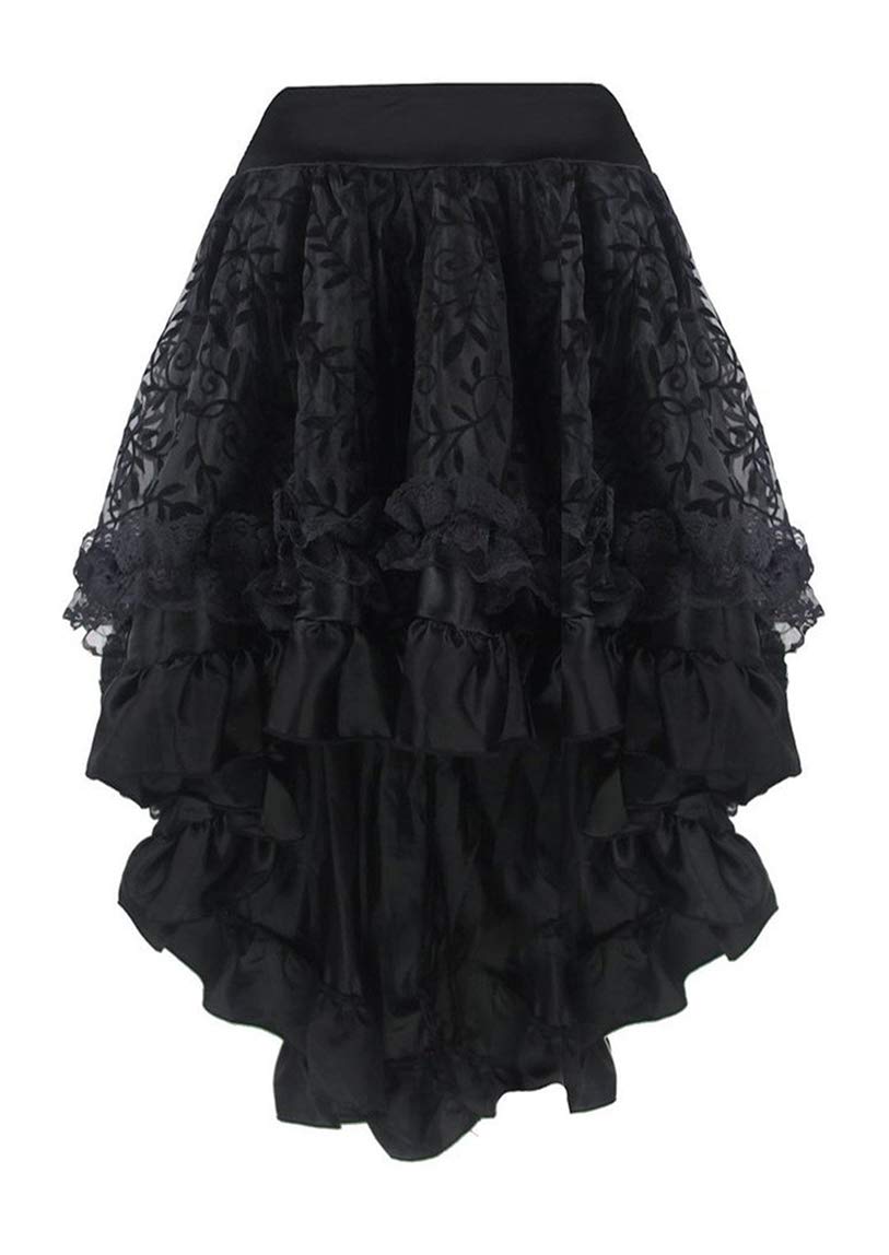 Gothic Steampunk Dress for Women - Vintage Asymmetrical High Low Midi Skirt | Victorian Punk Fashion, Cosplay Costume, Halloween Outfit, LARP & Alternative Clothing