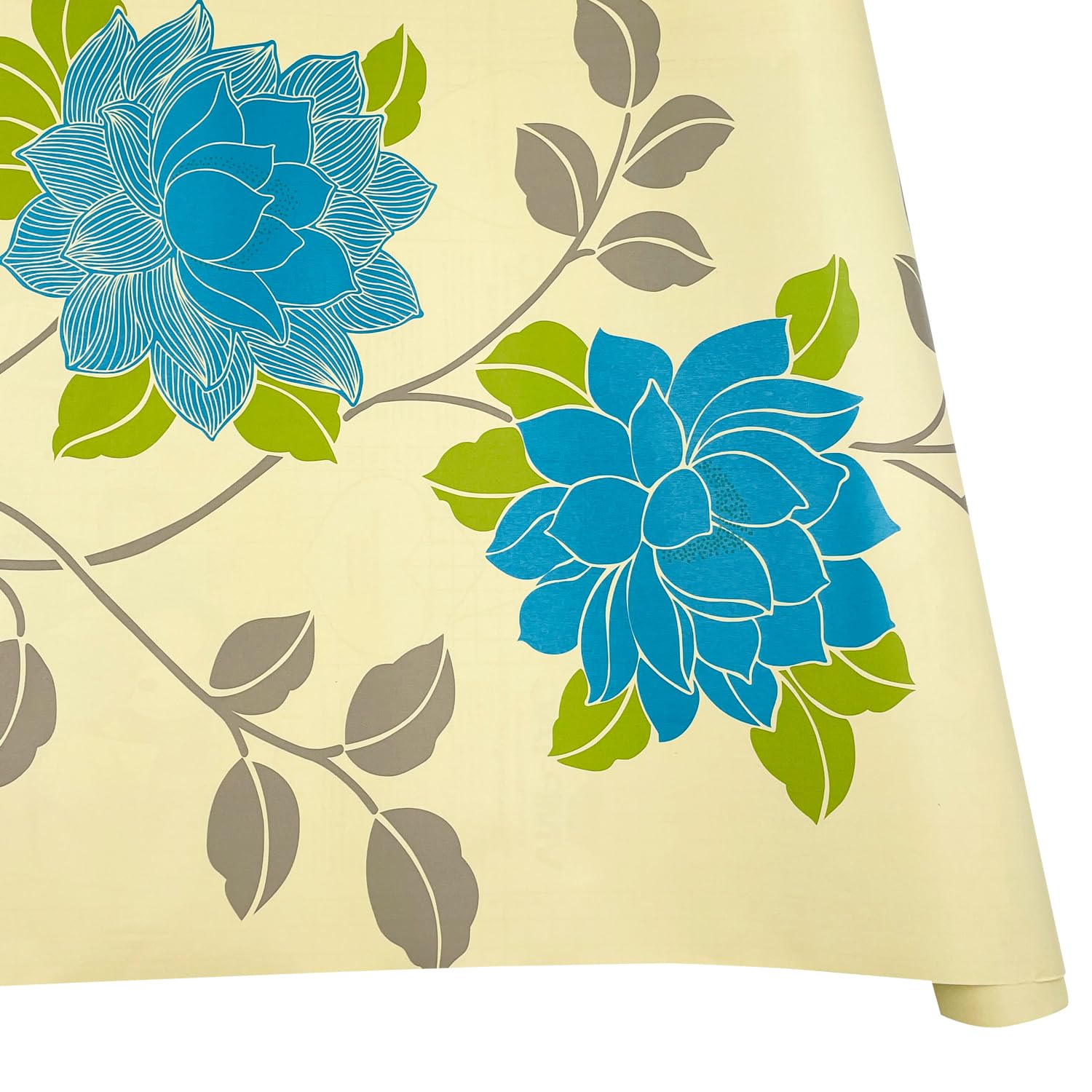Blue Peony Shelf Liner - Self-Adhesive PVC Drawer Cover (17.8x9.8ft) for Desk & Dresser Organization