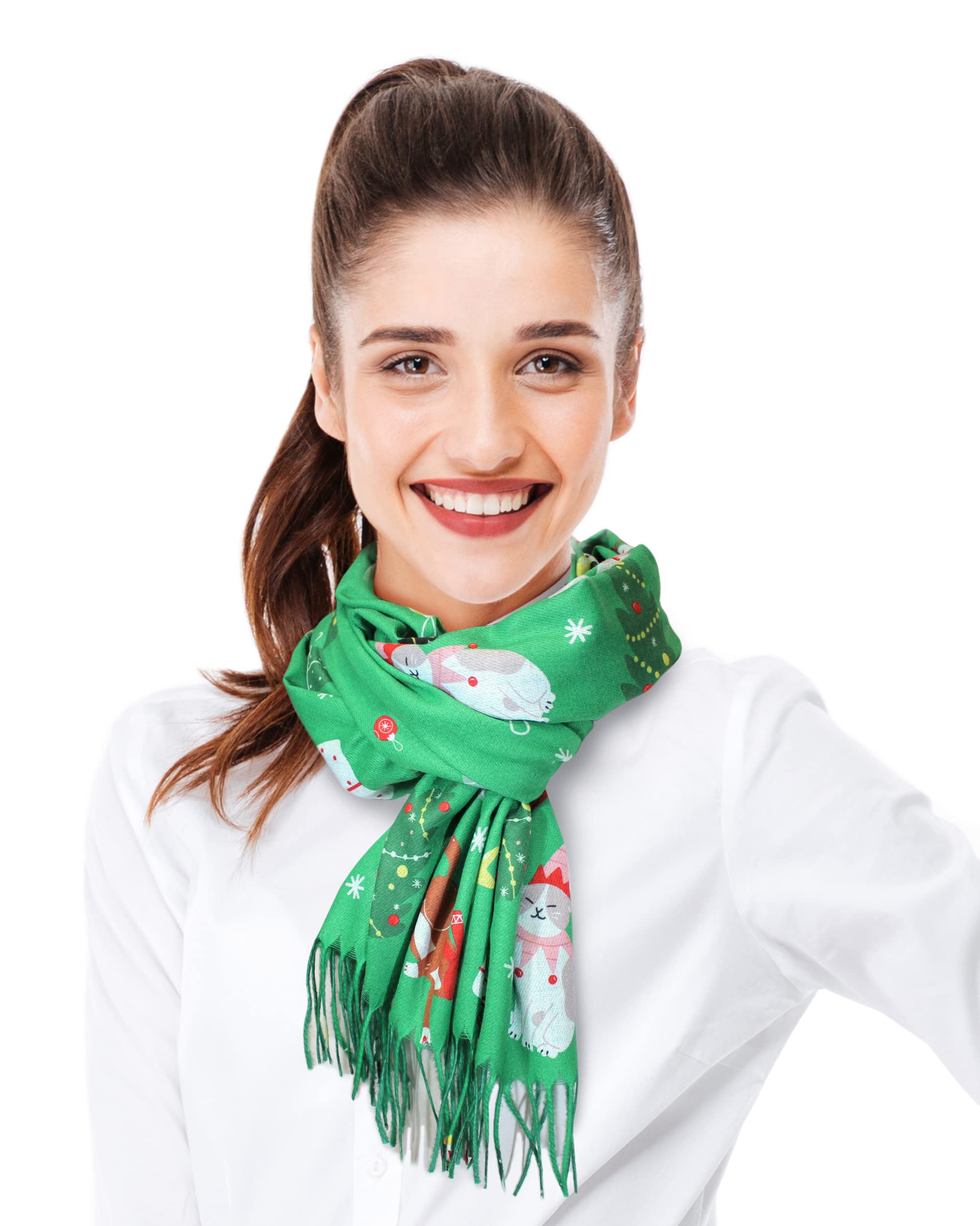 Christmas Dog Cat Lover Scarf - Soft Animal Print Fashion Shawl for Holiday Gifts
