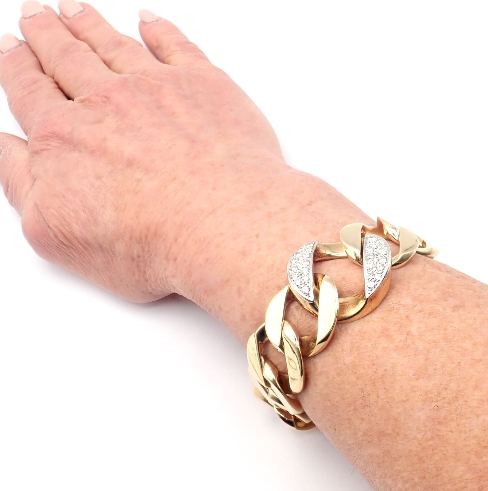 Vintage Tiffany & Co 14k Yellow Gold Diamond Heavy Curb Link Bracelet - Luxury Jewelry Gift for Women, Perfect for Weddings & Special Occasions
