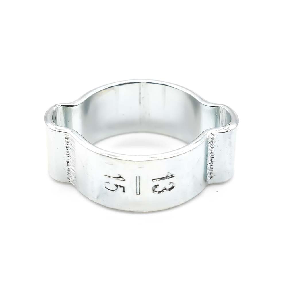 Interstate Pneumatics H615 Double Ear Steel Hose Clamp - Zinc Plated 13-15mm (50 Pack) - Ideal for Automotive, Plumbing, and Industrial Applications