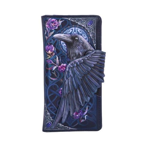 Nemesis Ravens Flight Embossed Leather Purse for Women - Gothic Crossbody Bag with Adjustable Strap - Perfect for Night Out, Cosplay & Halloween Accessories