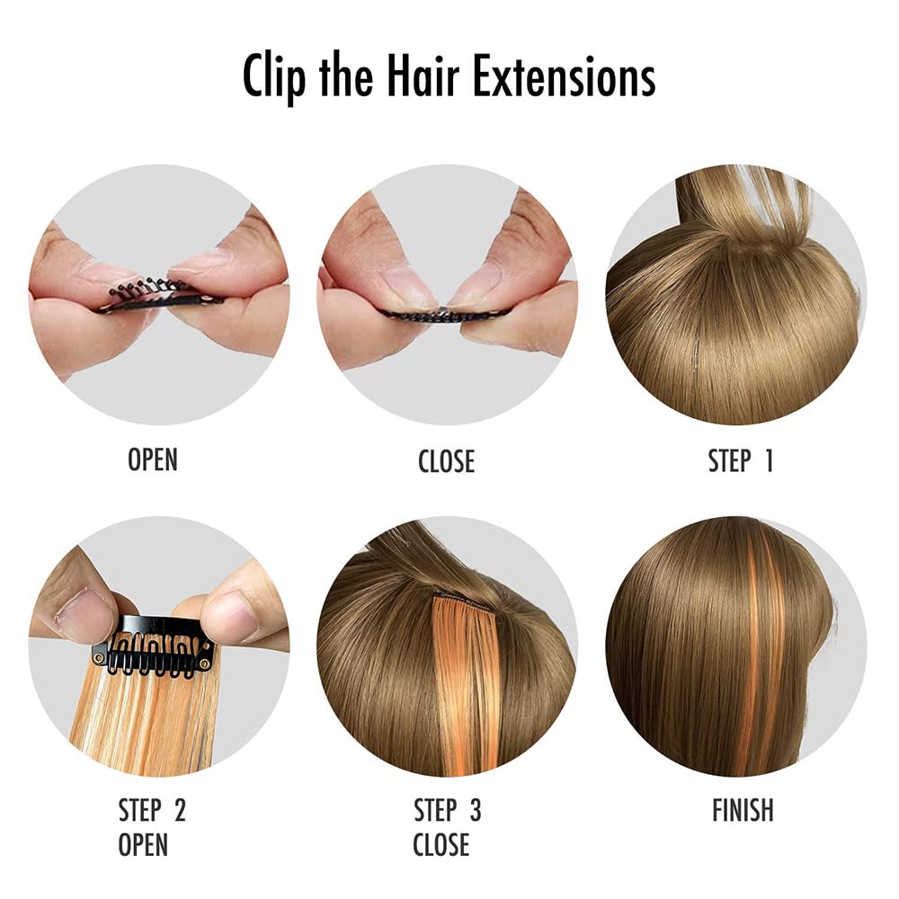 Fapiwen 6pcs Straight Black Hair Extensions for Women - Clip-in Synthetic Hair Weft for Volume & Length - Perfect for Parties, Weddings & Daily Styling