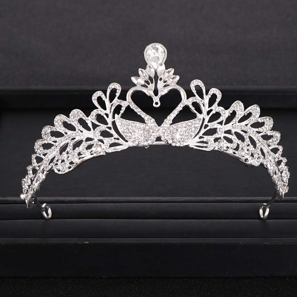 RELIFO Silver Swan Rhinestone Crystal Crown - Elegant Bridal Hair Accessories for Weddings & Special Occasions | Perfect for Brides, Prom, Pageants & Formal Events