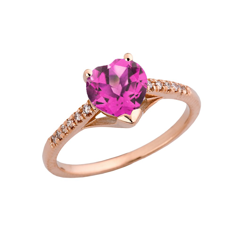 14K Rose Gold Diamond Solitaire June Birthstone Heart Engagement Ring for Women - Perfect Proposal Gift, Anniversary & Wedding Jewelry