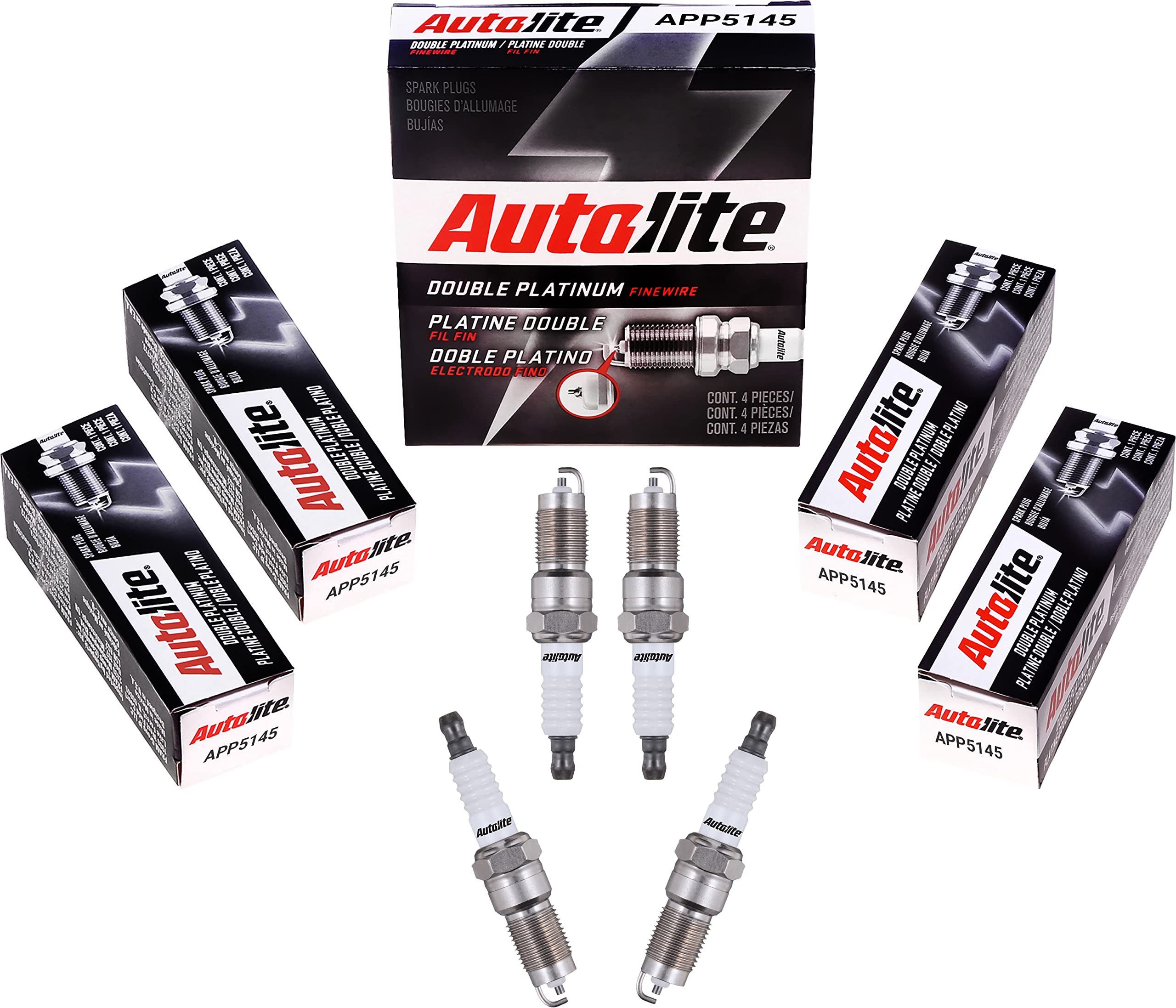 Autolite APP5145 Double Platinum Spark Plugs - 4 Pack | High Performance Replacement Spark Plugs for Cars, Trucks & SUVs | Improves Fuel Efficiency & Engine Performance