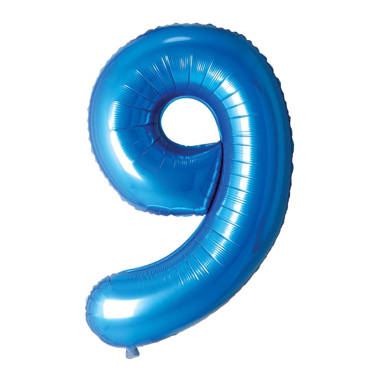 34 Inch Blue Number 9 Foil Balloon for Birthday Party Decorations, Graduation Celebrations & Photo Backdrops - Large Metallic Helium Balloon for Special Events