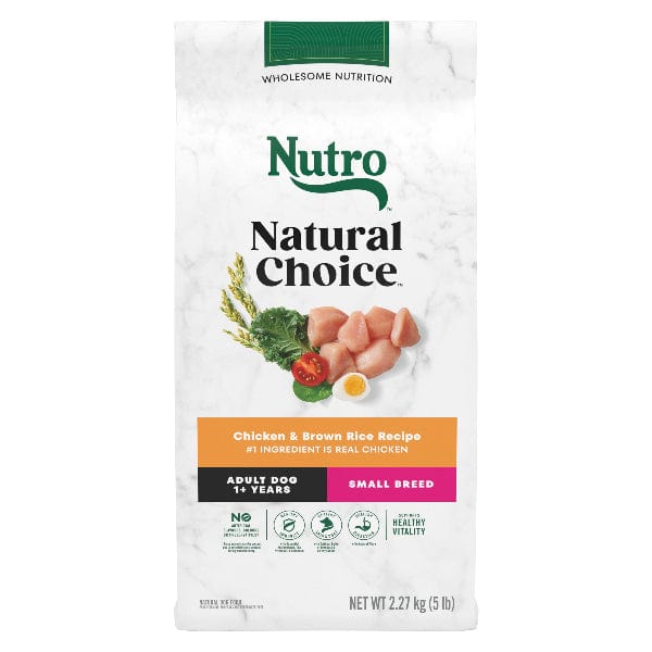 Nutro Natural Choice Small Breed Adult Dry Dog Food with Chicken & Brown Rice - 5lb Bag | High Protein, Grain-Inclusive Kibble for Small Dogs - Perfect for Daily Meals & Training Treats