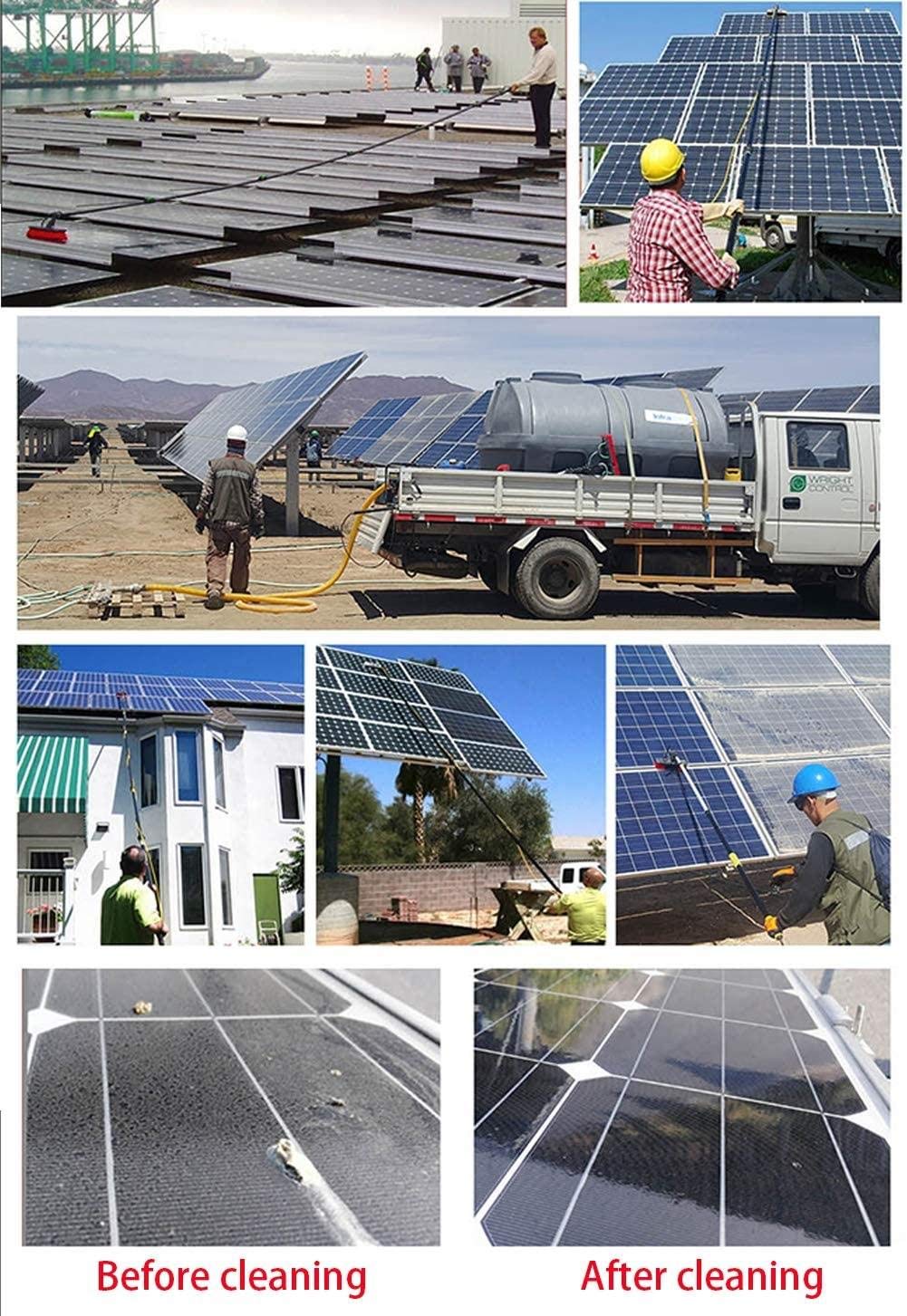 Solar Panel & Window Cleaning Pole Kit - 3.6M to 11M Extendable Water Fed Brush System with Telescopic Pole for Home & Commercial Use (12FT/3.6M) - Perfect for Rooftop Solar Maintenance and High Window Washing