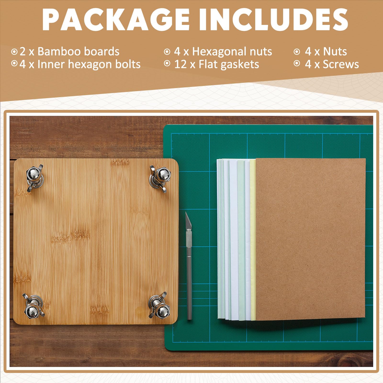 Premium Wooden & Bamboo Book Press Board - 15 x 15 Inch Handmade Bookbinding Press Machine for DIY Paper Craft, Scrapbooking & Journal Making - Perfect for Book Restoration, Art Projects & Stationery Workshops