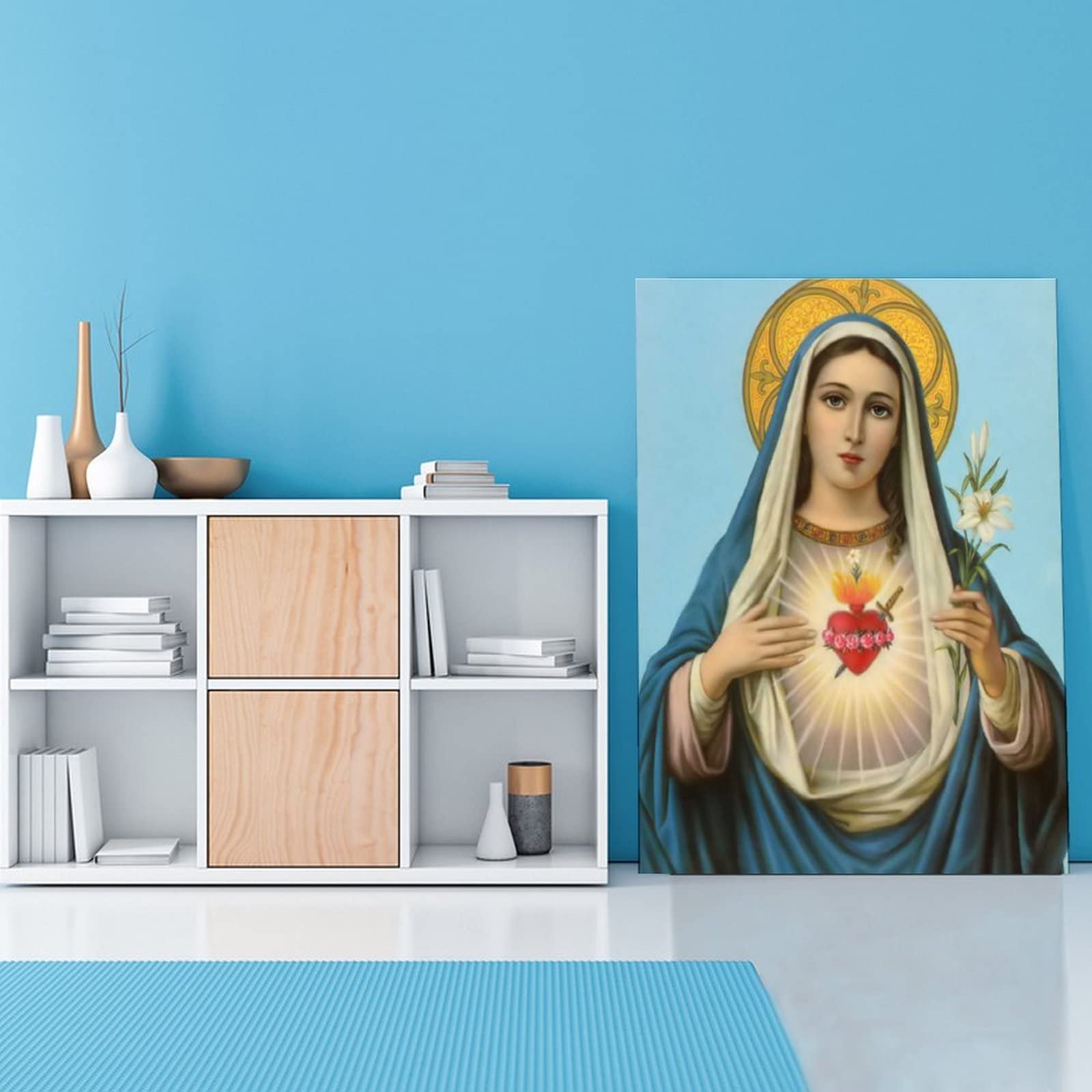 Immaculate Heart of Mary Poster Print - 12x16 Inch (30x40cm) Religious Wall Art for Catholic Home Decor - Perfect for Living Room, Bedroom & Prayer Space