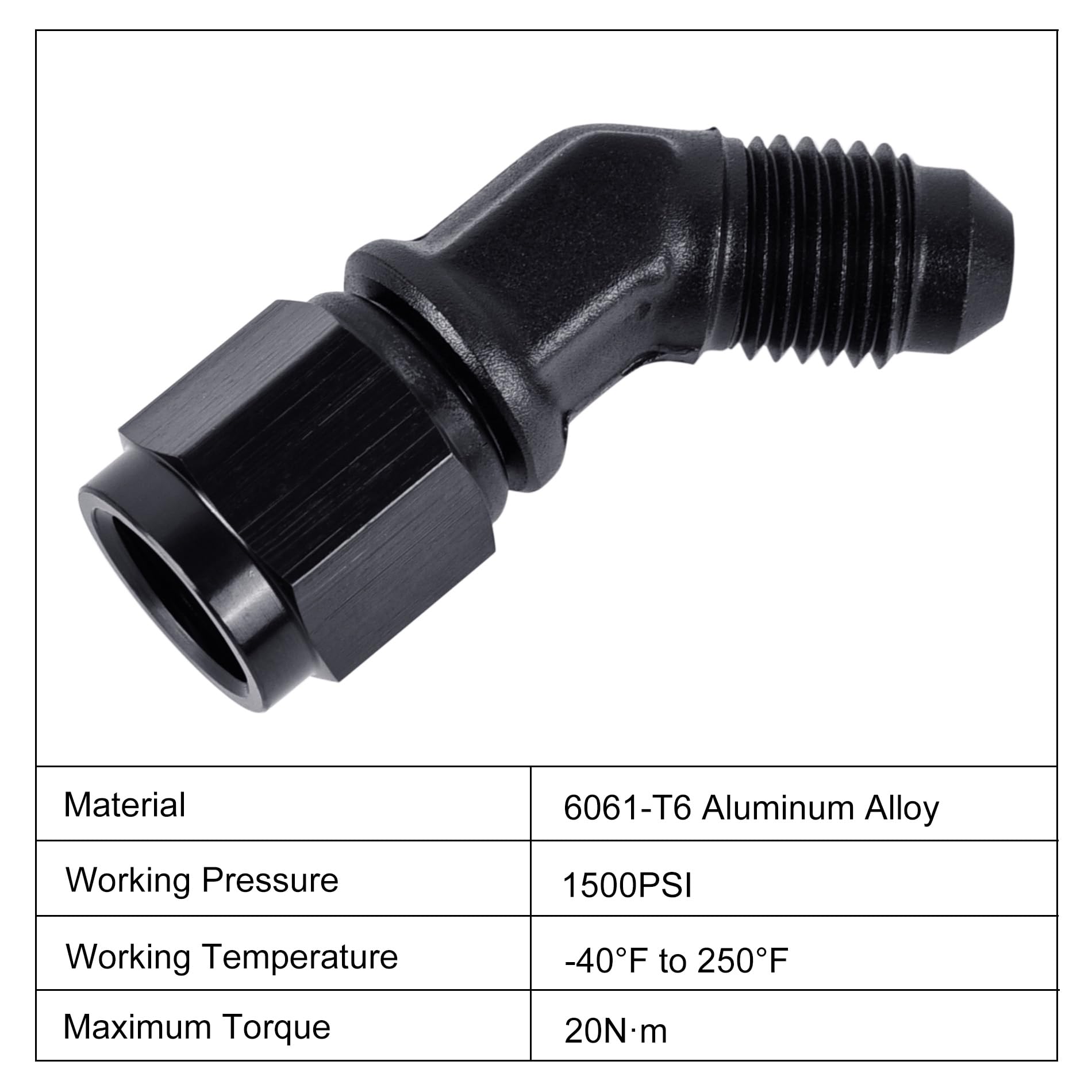 EVIL ENERGY AN Female to AN Male Flare Swivel Fitting Adapter - High Performance Aluminum Black AN Fitting for Fuel, Oil & Hydraulic Lines - Perfect for Automotive, Racing & Industrial Applications